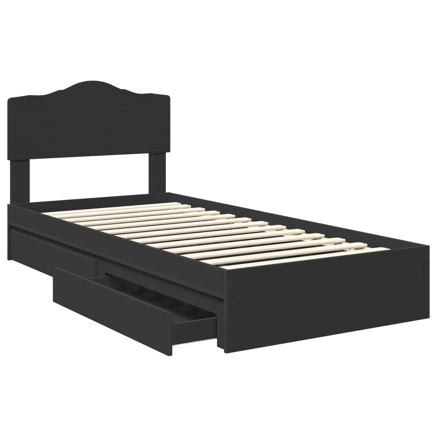 vidaXL Κρεβάτι Αποθήκης Μαύρο 90 x 190 cm Επεξεργασμένο ξύλο