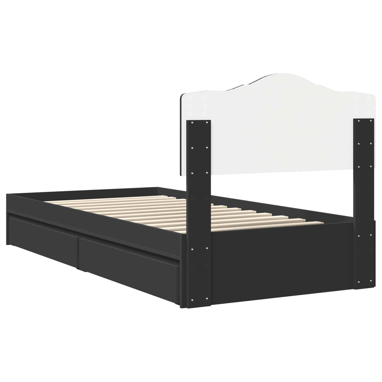 vidaXL Κρεβάτι Αποθήκης Μαύρο 90 x 190 cm Επεξεργασμένο ξύλο