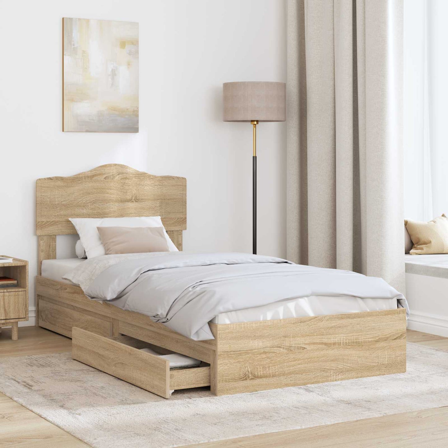 vidaXL Κρεβάτι Αποθήκης Δρύς Sonoma 90 x 190 cm Επεξεργασμένο ξύλο