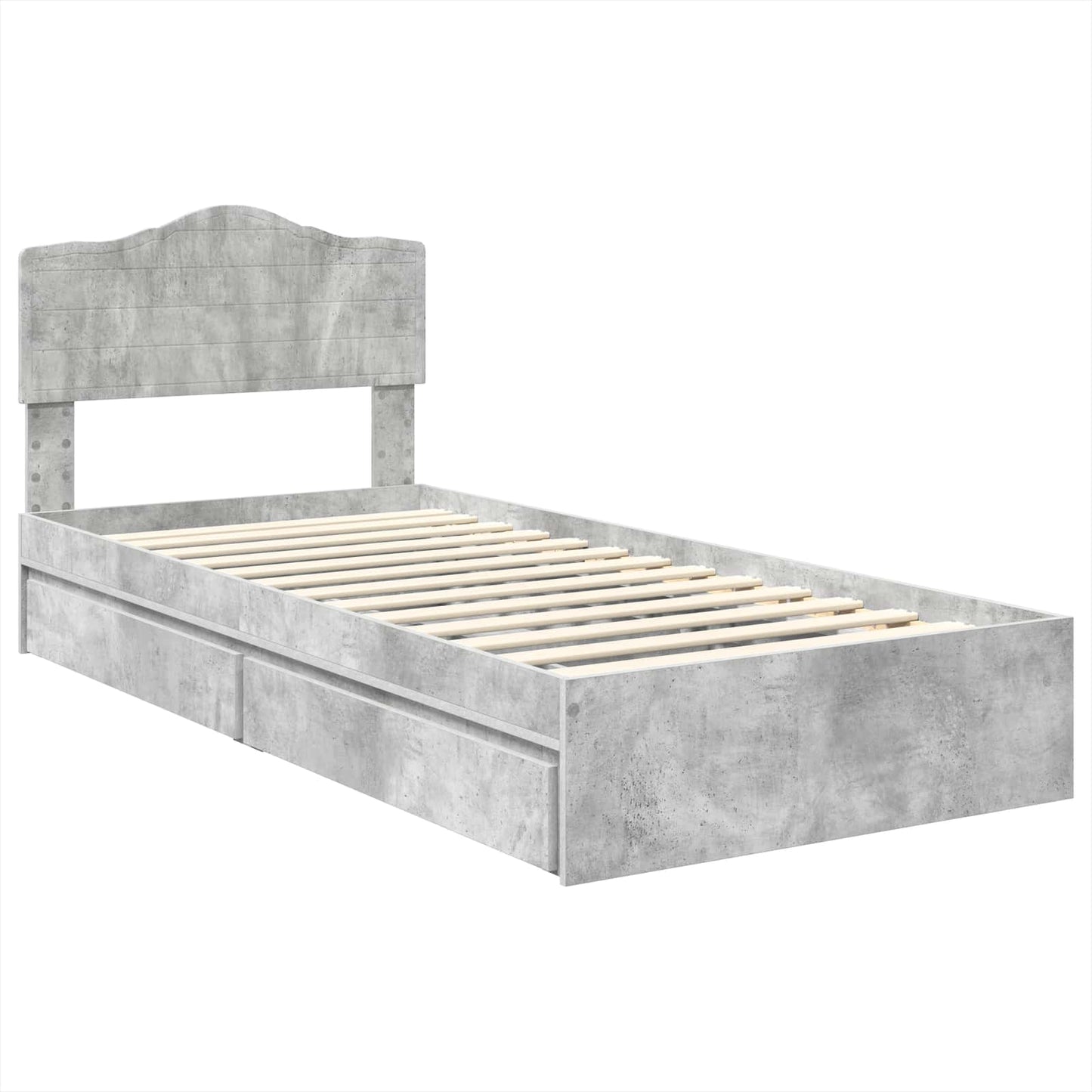 vidaXL Κρεβάτι Αποθήκης Σκυρόδεμα Γκρι 90 x 190 cm Επεξεργασμένο ξύλο