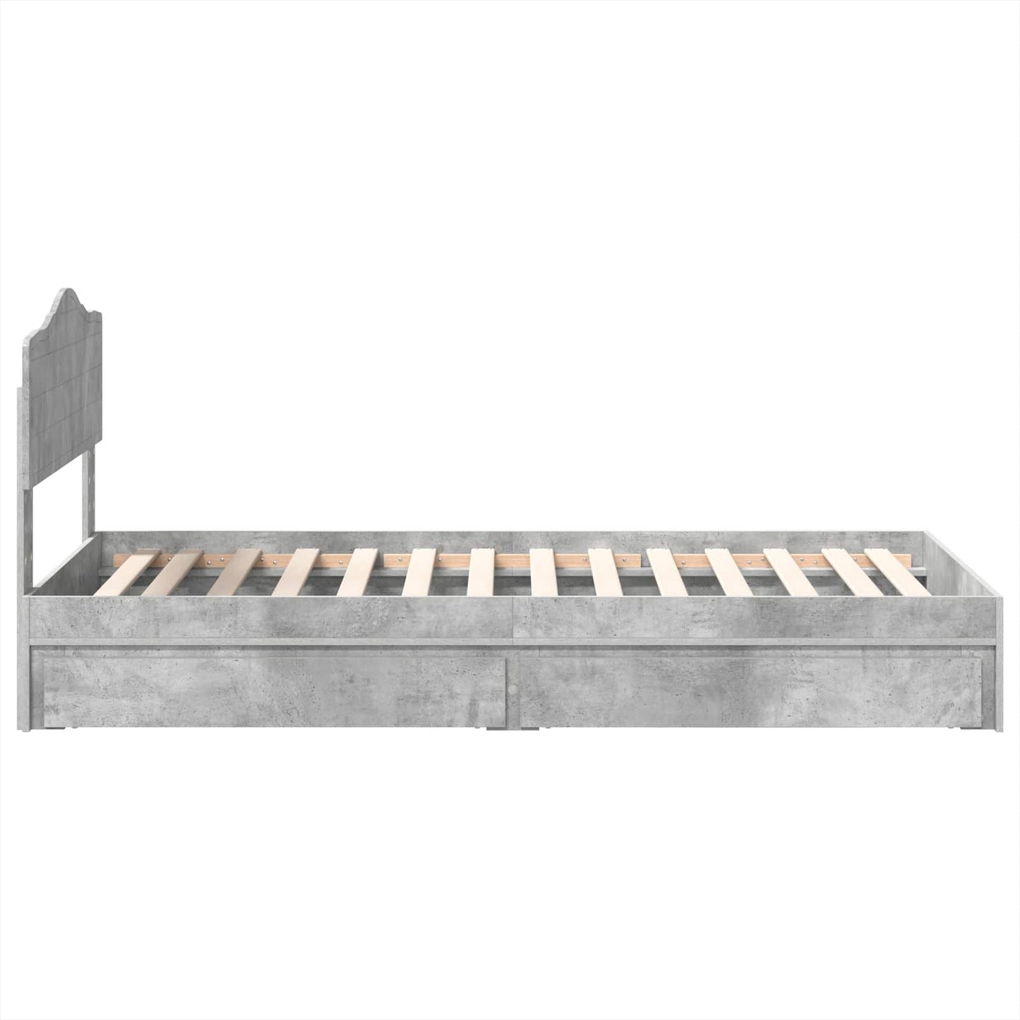 vidaXL Κρεβάτι Αποθήκης Σκυρόδεμα Γκρι 90 x 190 cm Επεξεργασμένο ξύλο