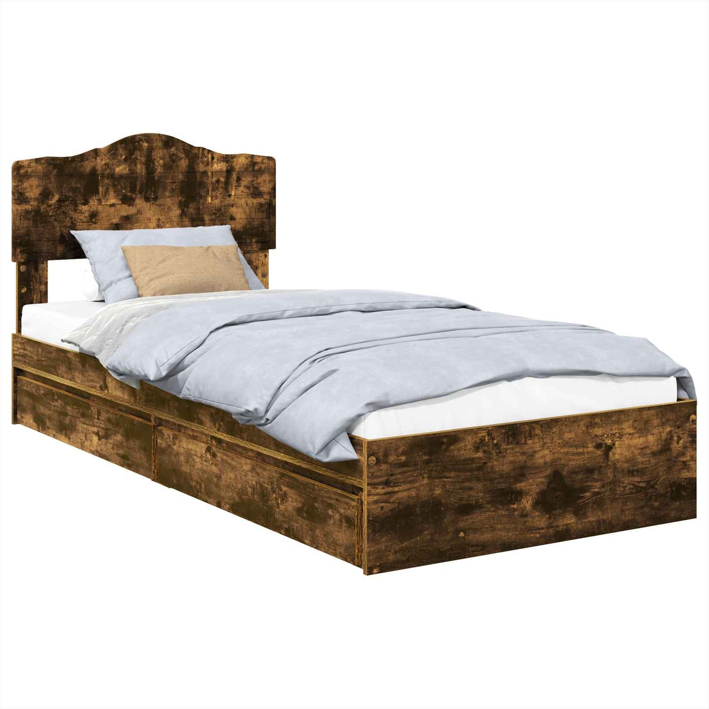 vidaXL Κρεβάτι Αποθήκης Καπνιστό Δρύς 90 x 190 cm Επεξεργασμένο ξύλο