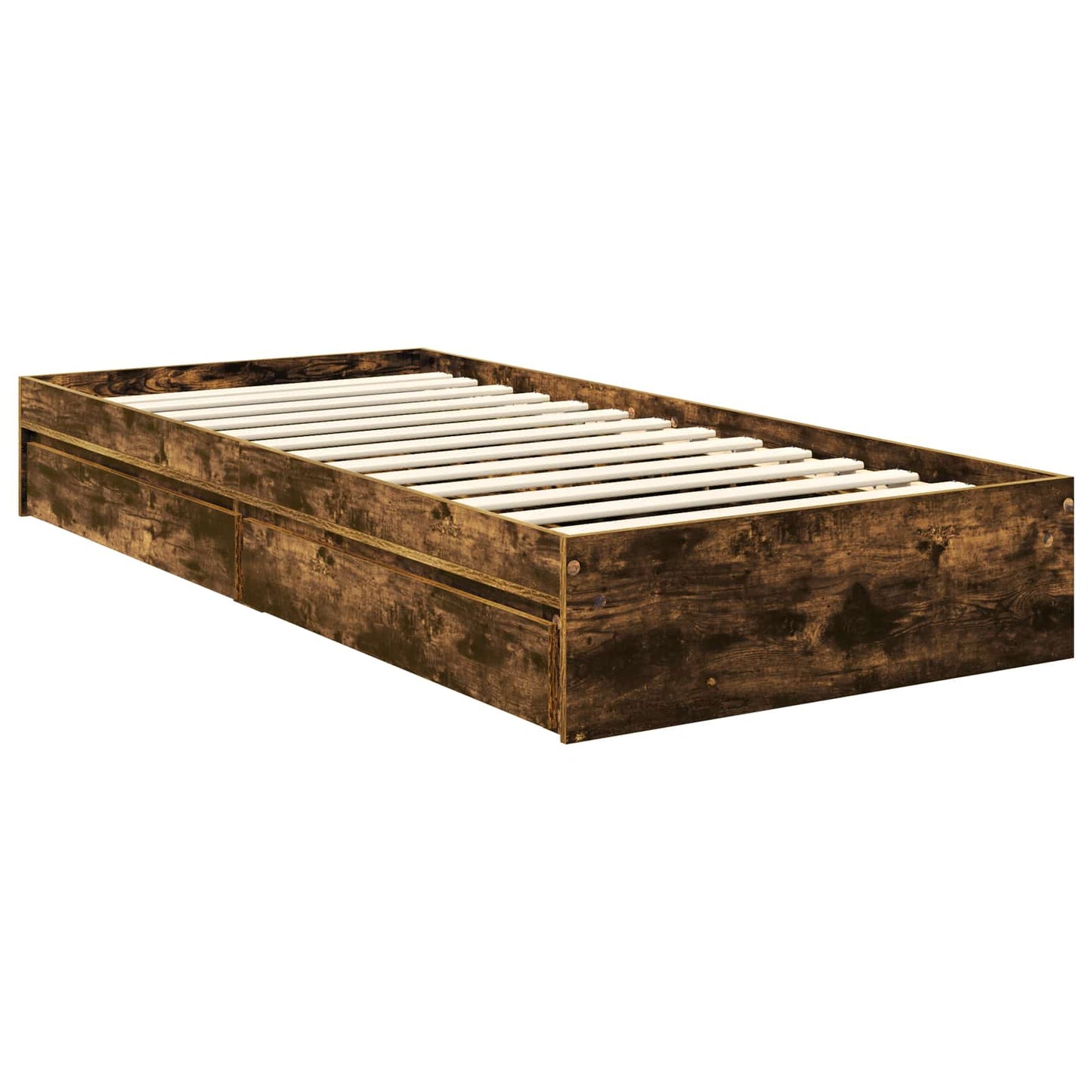 vidaXL Κρεβάτι Αποθήκης Καπνιστό Δρύς 90 x 190 cm Επεξεργασμένο ξύλο