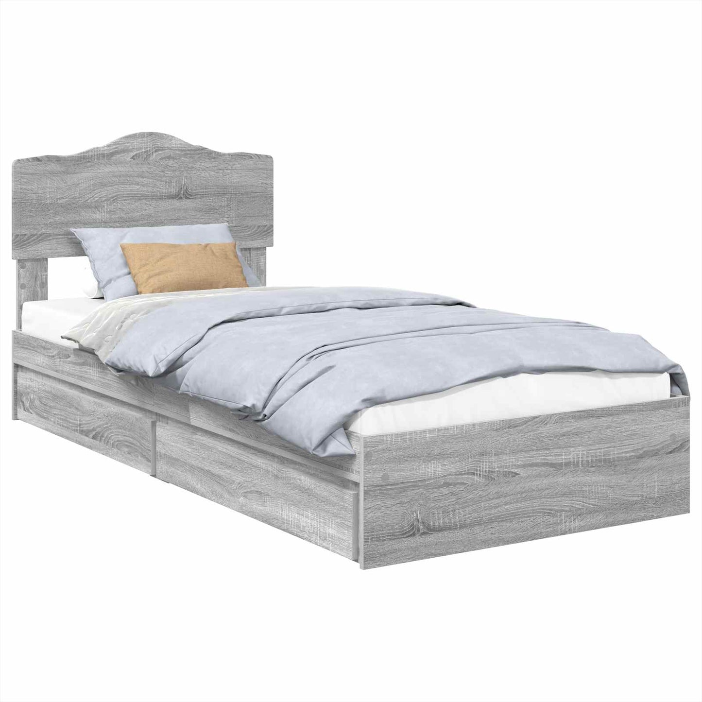 vidaXL Κρεβάτι Αποθήκης Γκρίζο Σονομα 90 x 190 cm Επεξεργασμένο ξύλο