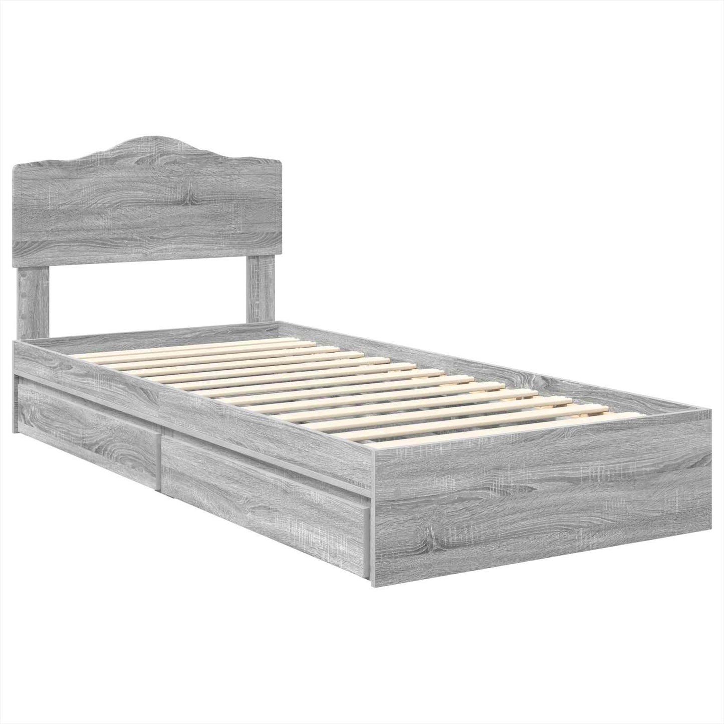 vidaXL Κρεβάτι Αποθήκης Γκρίζο Σονομα 90 x 190 cm Επεξεργασμένο ξύλο