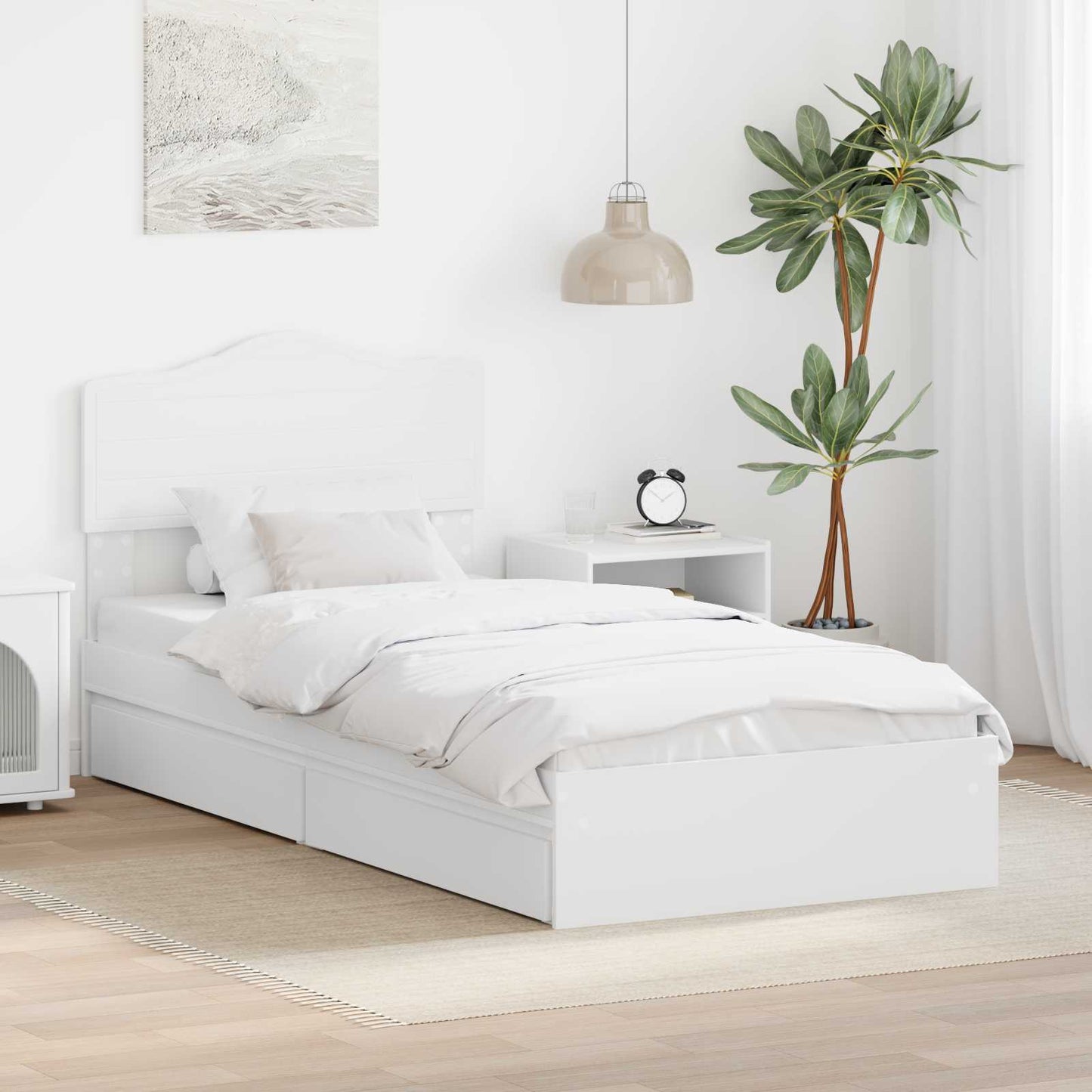 vidaXL Κρεβάτι Αποθήκης Λευκό 70 x 190 cm Επεξεργασμένο ξύλο