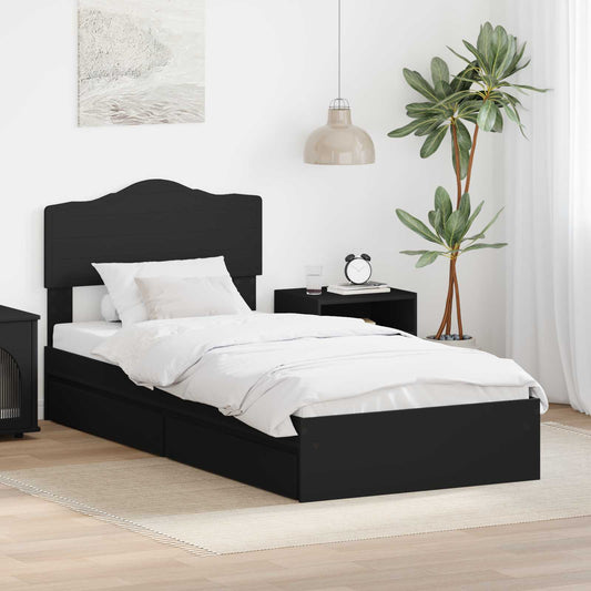 vidaXL Κρεβάτι Αποθήκης Μαύρο 70 x 190 cm Επεξεργασμένο ξύλο