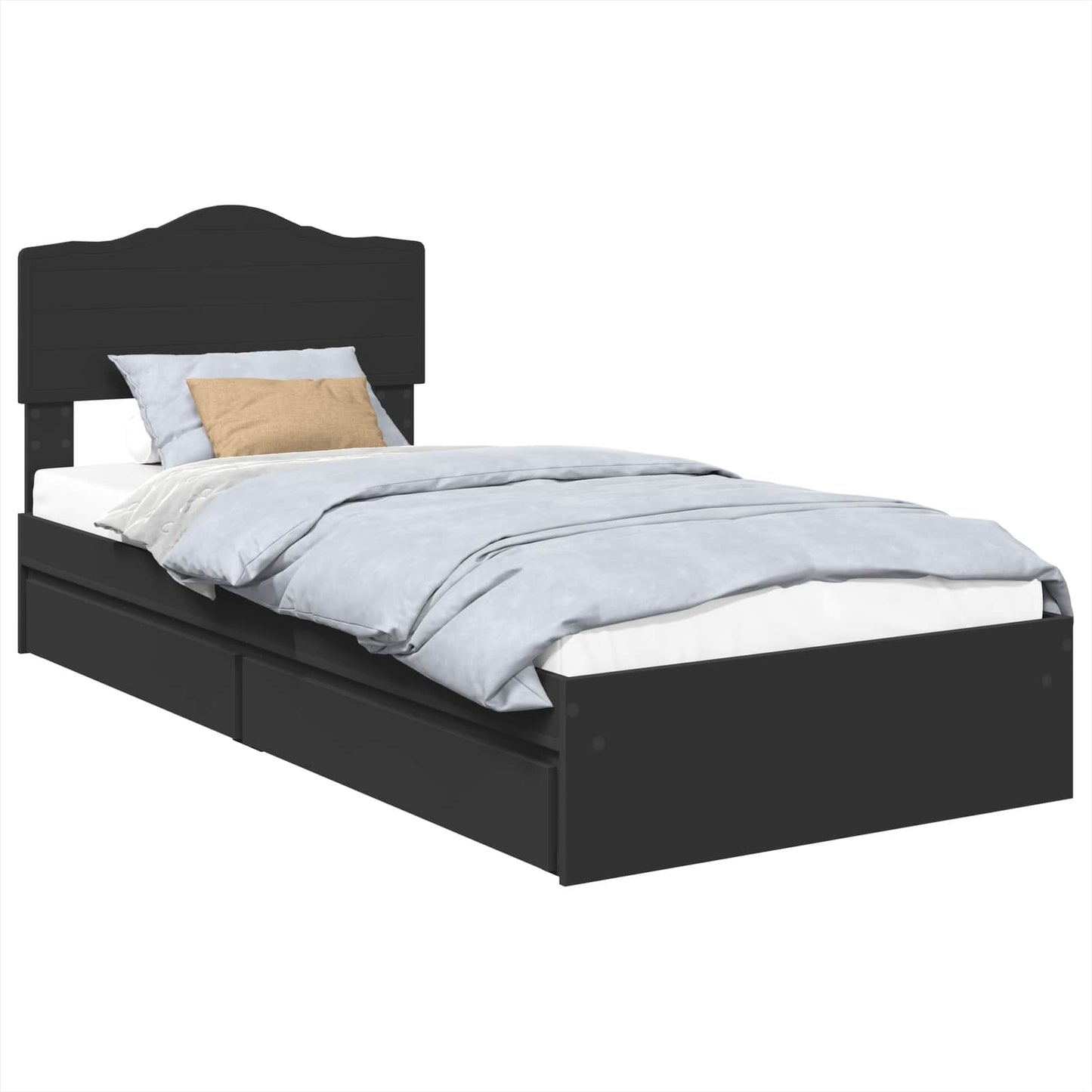 vidaXL Κρεβάτι Αποθήκης Μαύρο 70 x 190 cm Επεξεργασμένο ξύλο