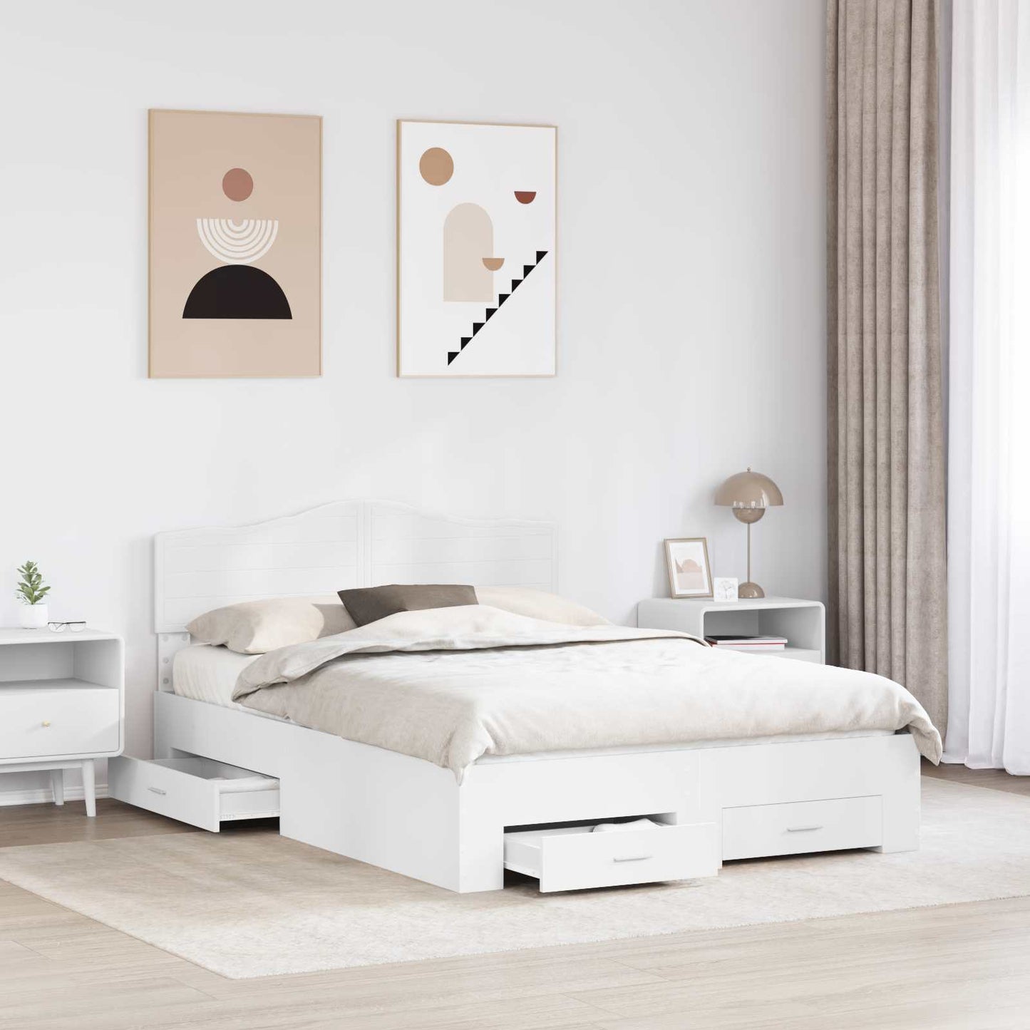 vidaXL Σκελετός Κρεβατιού Λευκό 160 x 200 cm Επεξεργασμένο ξύλο