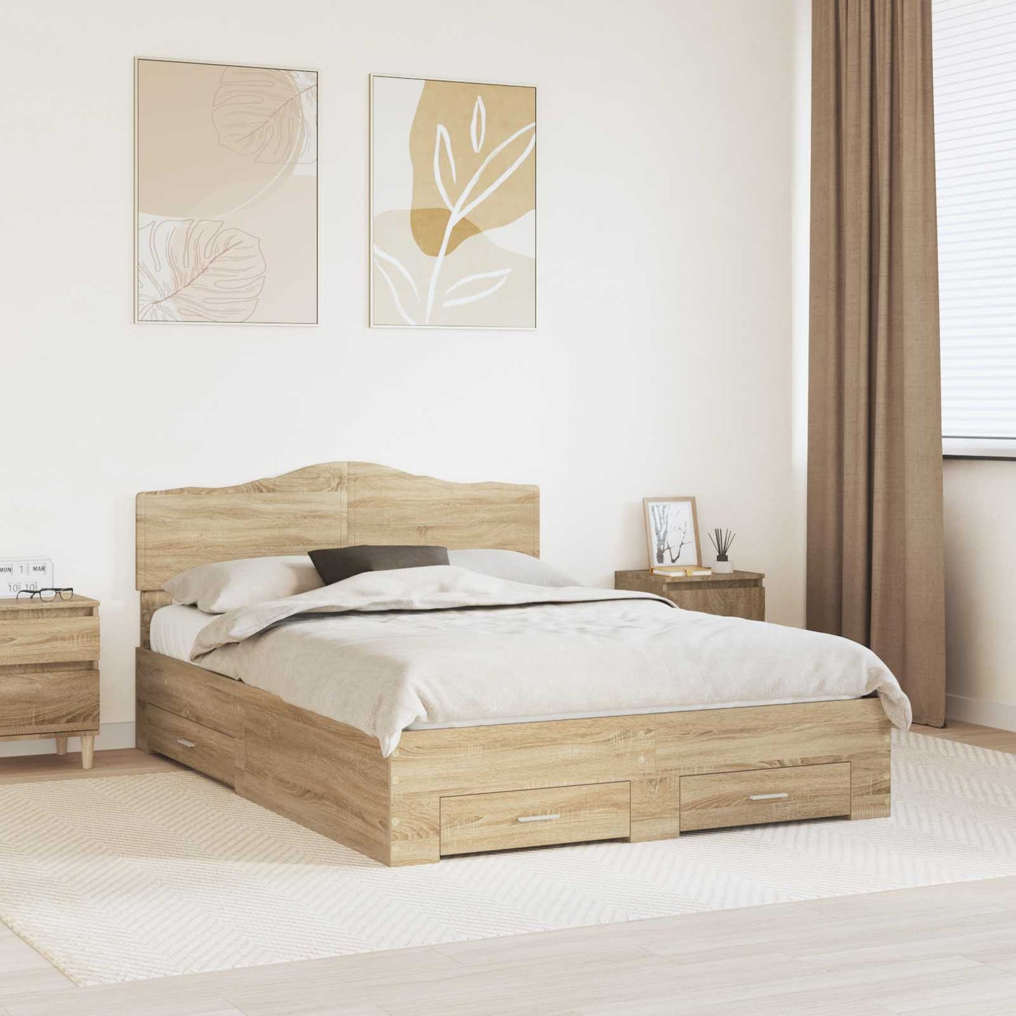 vidaXL Σκελετός Κρεβατιού Δρύς Sonoma 140 x 190 cm Επεξεργασμένο ξύλο