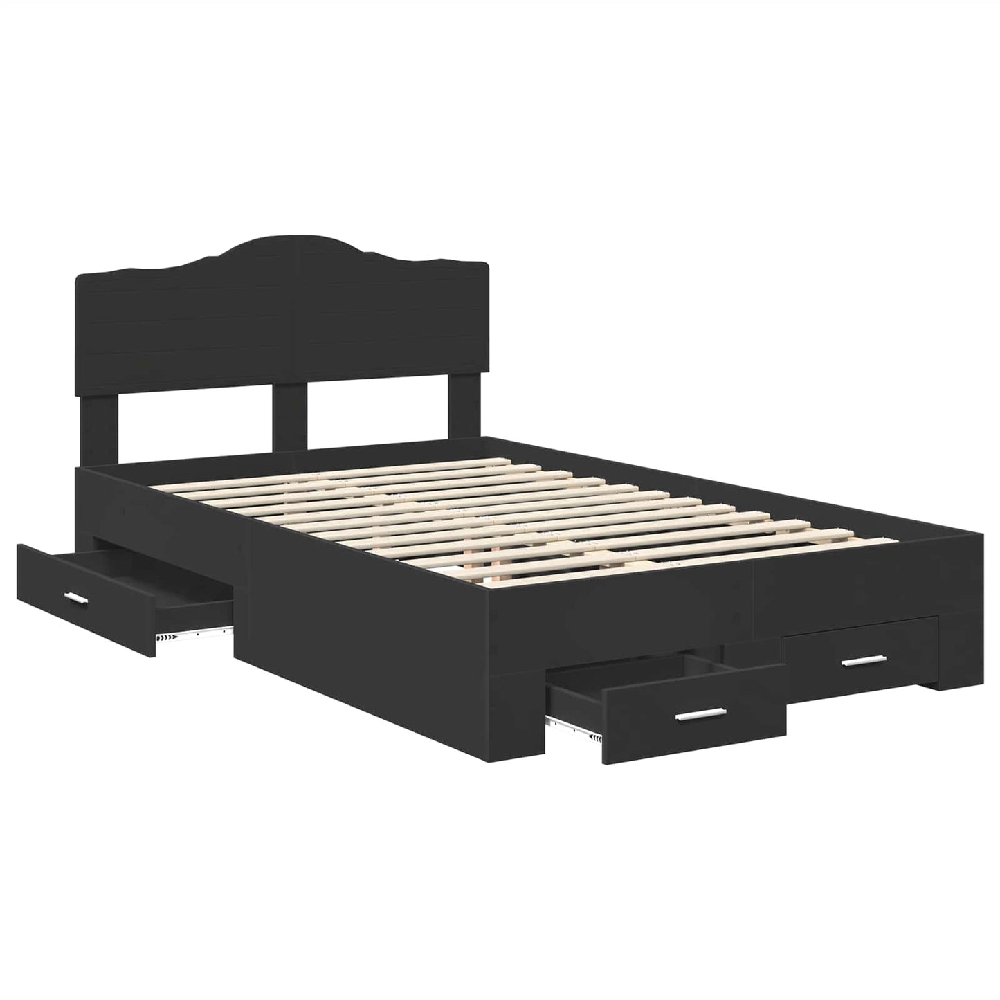 vidaXL Σκελετός Κρεβατιού Μαύρο 135 x 190 cm Επεξεργασμένο ξύλο