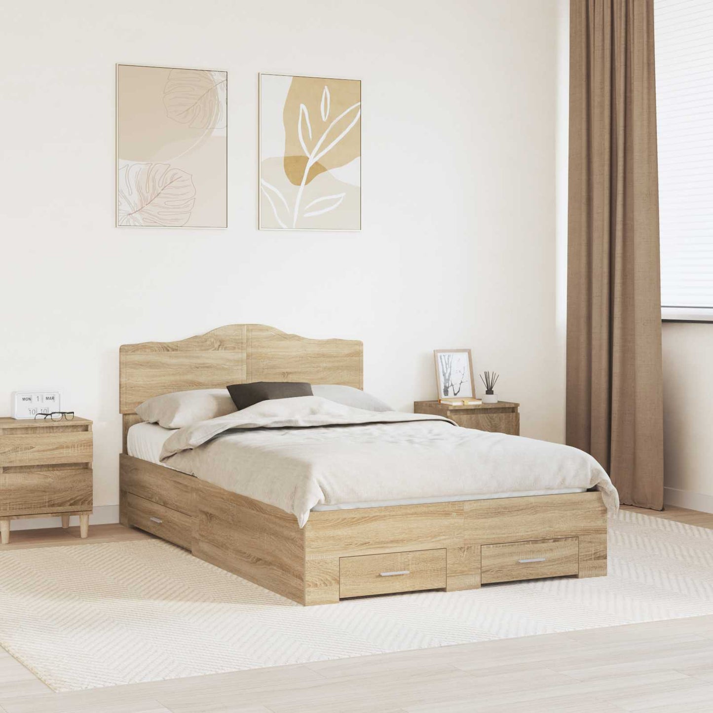 vidaXL Σκελετός Κρεβατιού Δρύς Sonoma 120 x 200 cm Επεξεργασμένο ξύλο