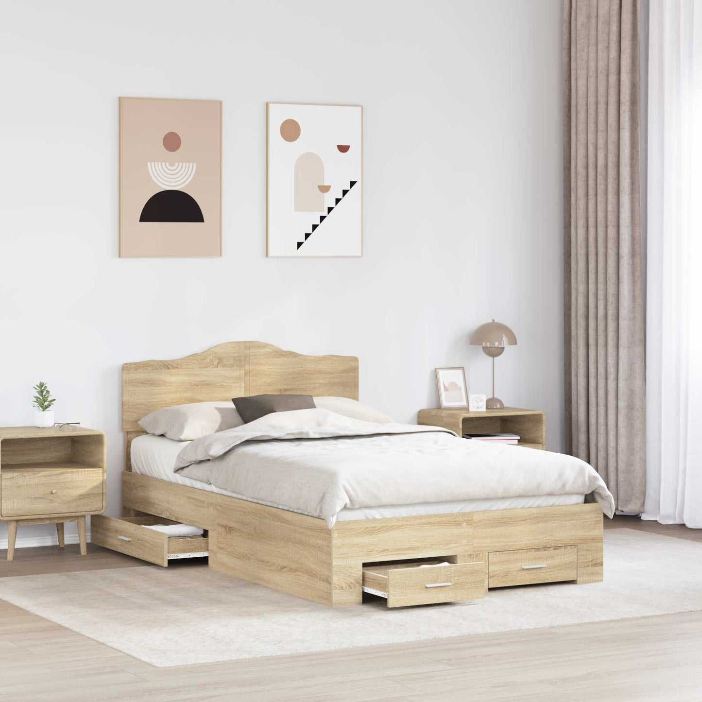 vidaXL Σκελετός Κρεβατιού Δρύς Sonoma 120 x 200 cm Επεξεργασμένο ξύλο