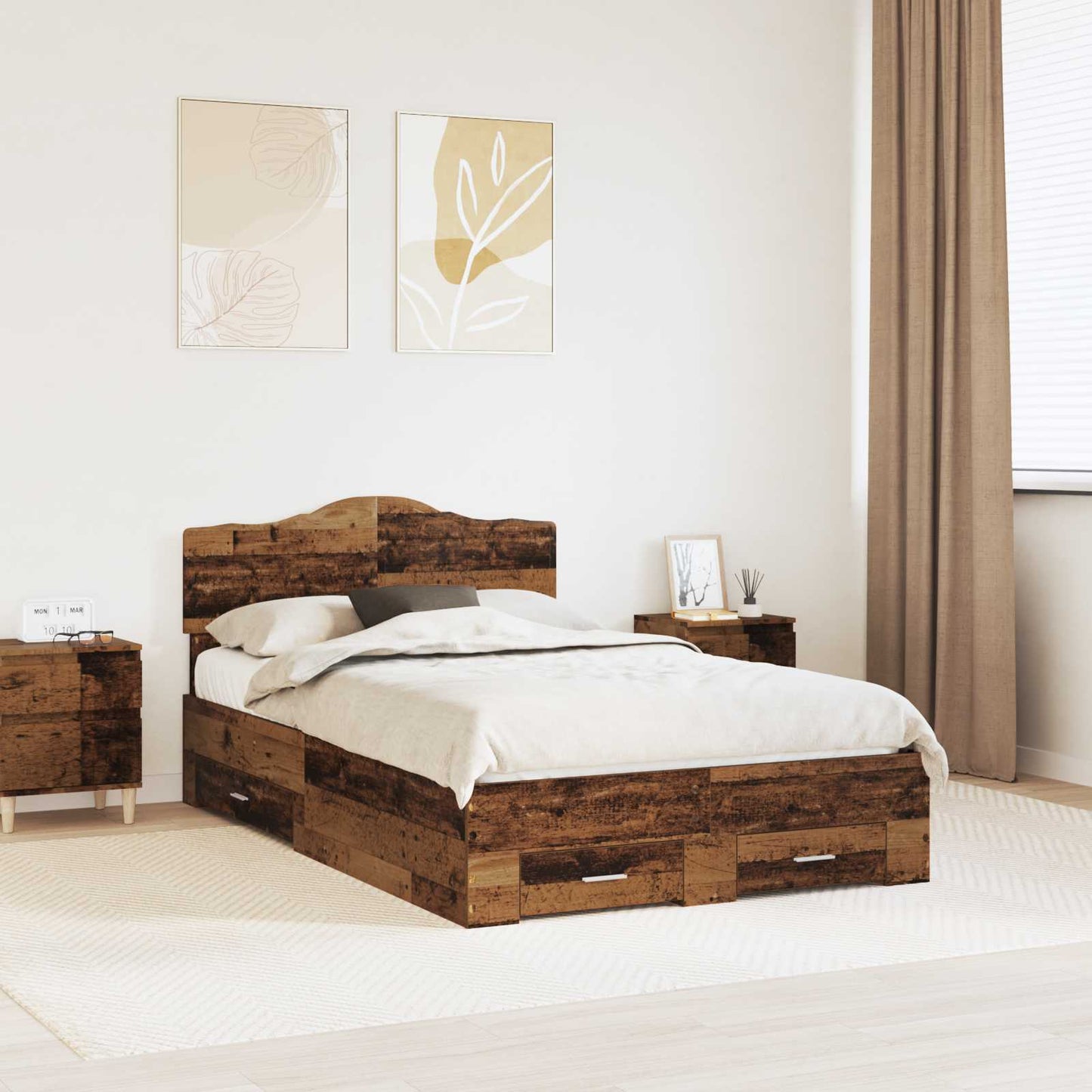 vidaXL Σκελετός Κρεβατιού Παλιό ξύλο 120 x 190 cm Επεξεργασμένο ξύλο
