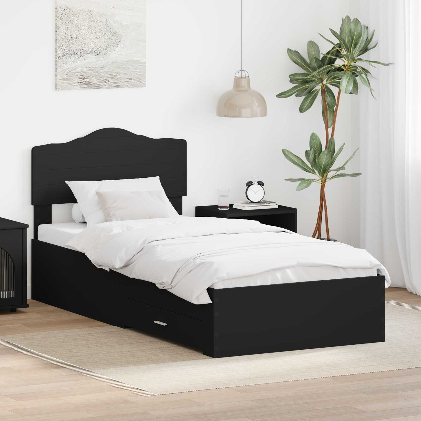 vidaXL Σκελετός Κρεβατιού Μαύρο 100 x 200 cm Επεξεργασμένο ξύλο