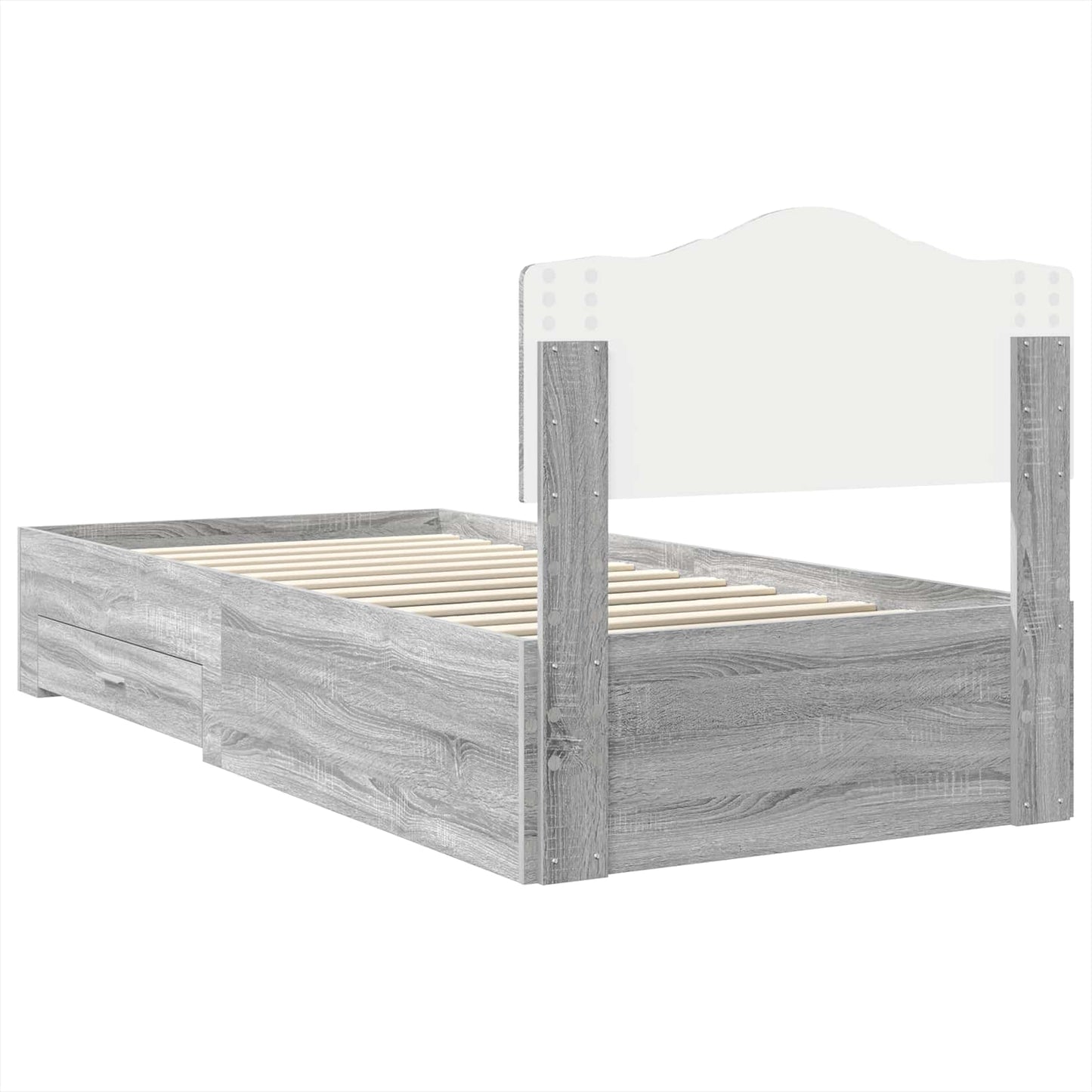 vidaXL Σκελετός Κρεβατιού Γκρίζο Σονομα 90 x 190 cm Επεξεργασμένο ξύλο