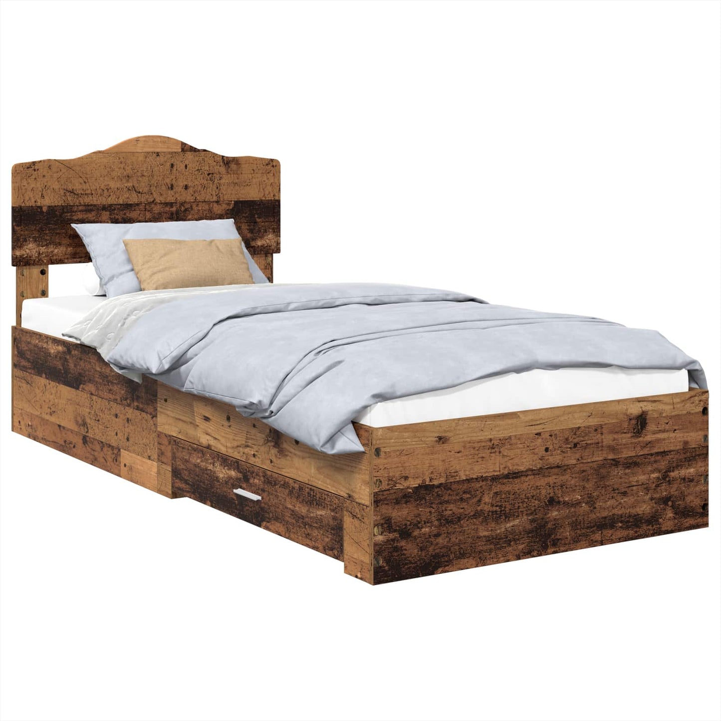 vidaXL Σκελετός Κρεβατιού Παλιό ξύλο 90 x 190 cm Επεξεργασμένο ξύλο
