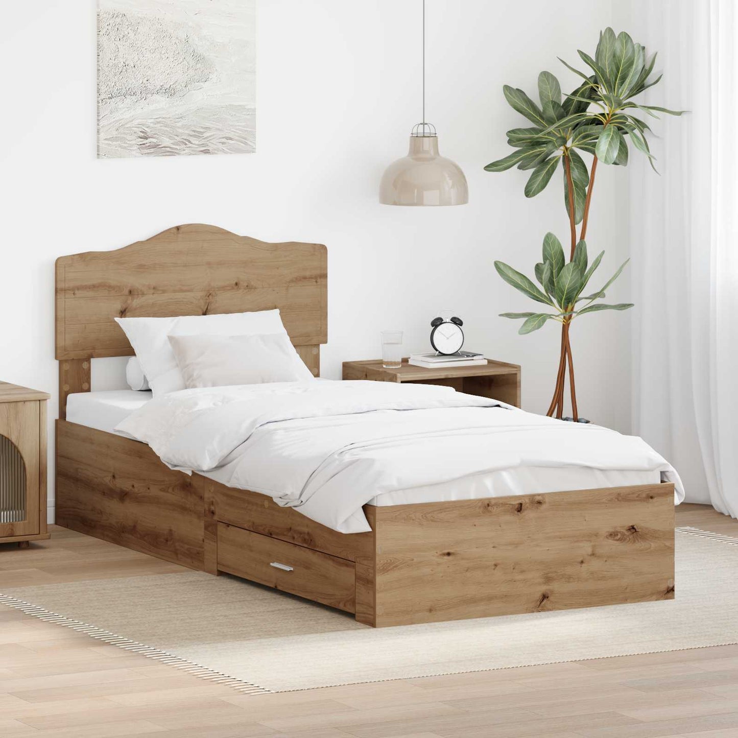 vidaXL Σκελετός Κρεβατιού Artisan Oak 90 x 190 cm Επεξεργασμένο ξύλο