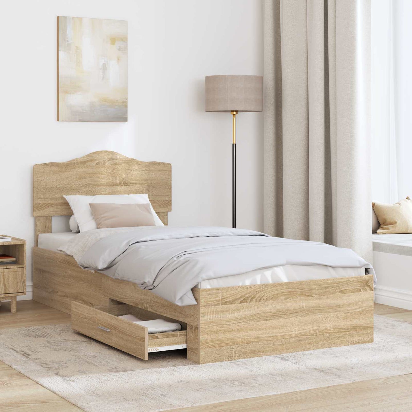 vidaXL Σκελετός Κρεβατιού Δρύς Sonoma 70 x 190 cm Επεξεργασμένο ξύλο