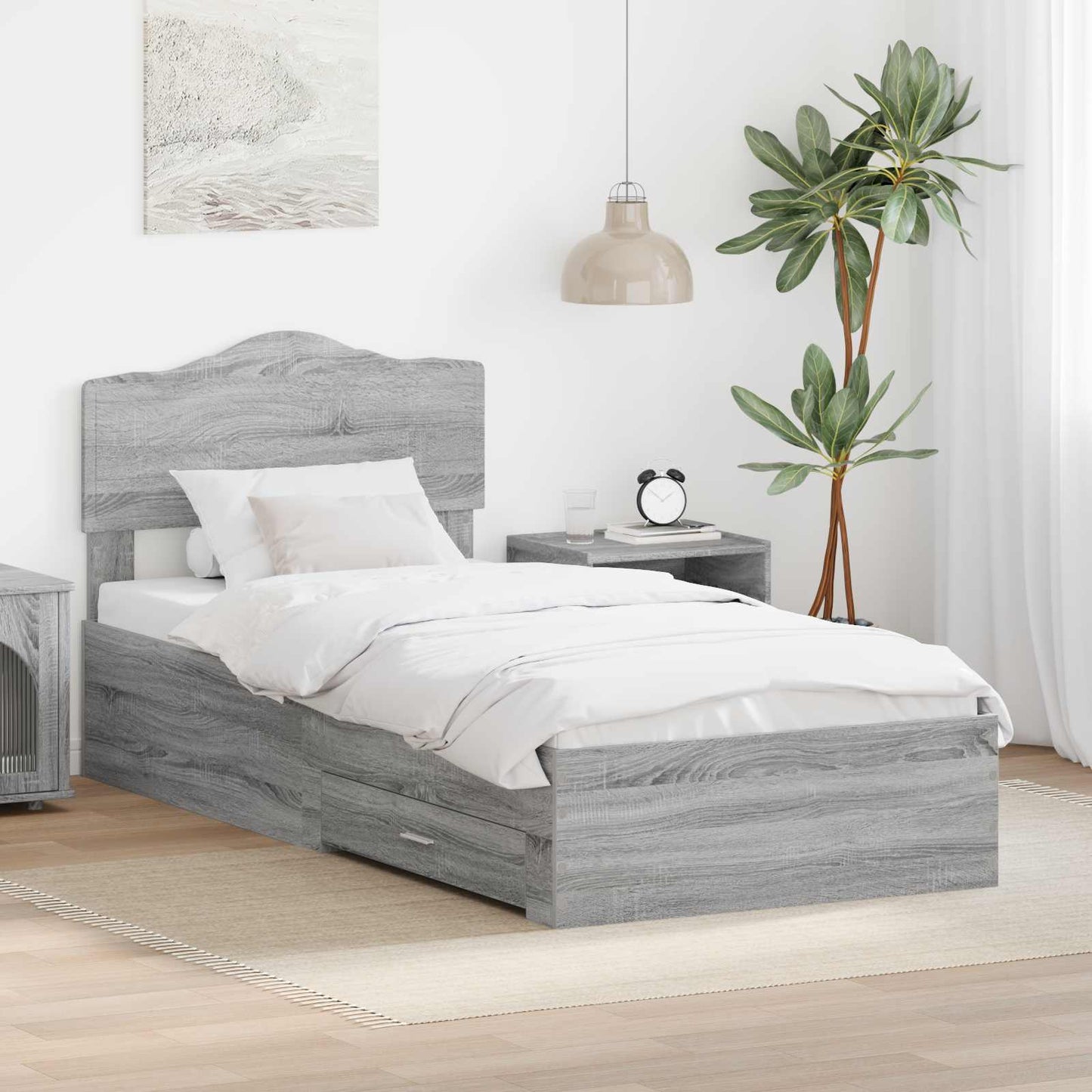 vidaXL Σκελετός Κρεβατιού Γκρίζο Σονομα 70 x 190 cm Επεξεργασμένο ξύλο