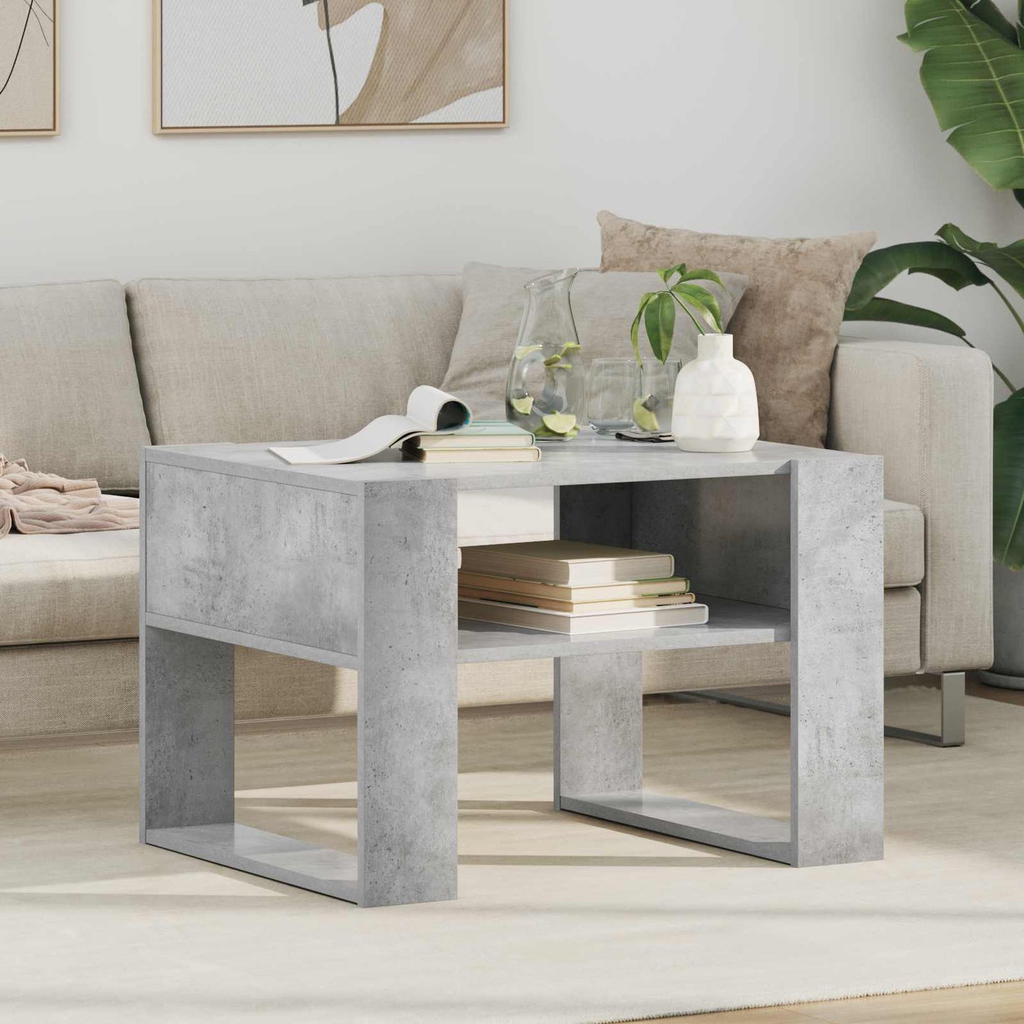 vidaXL Τραπεζάκι σαλονιού Σκυρόδεμα Γκρι 66 x 53 x 45 εκ.