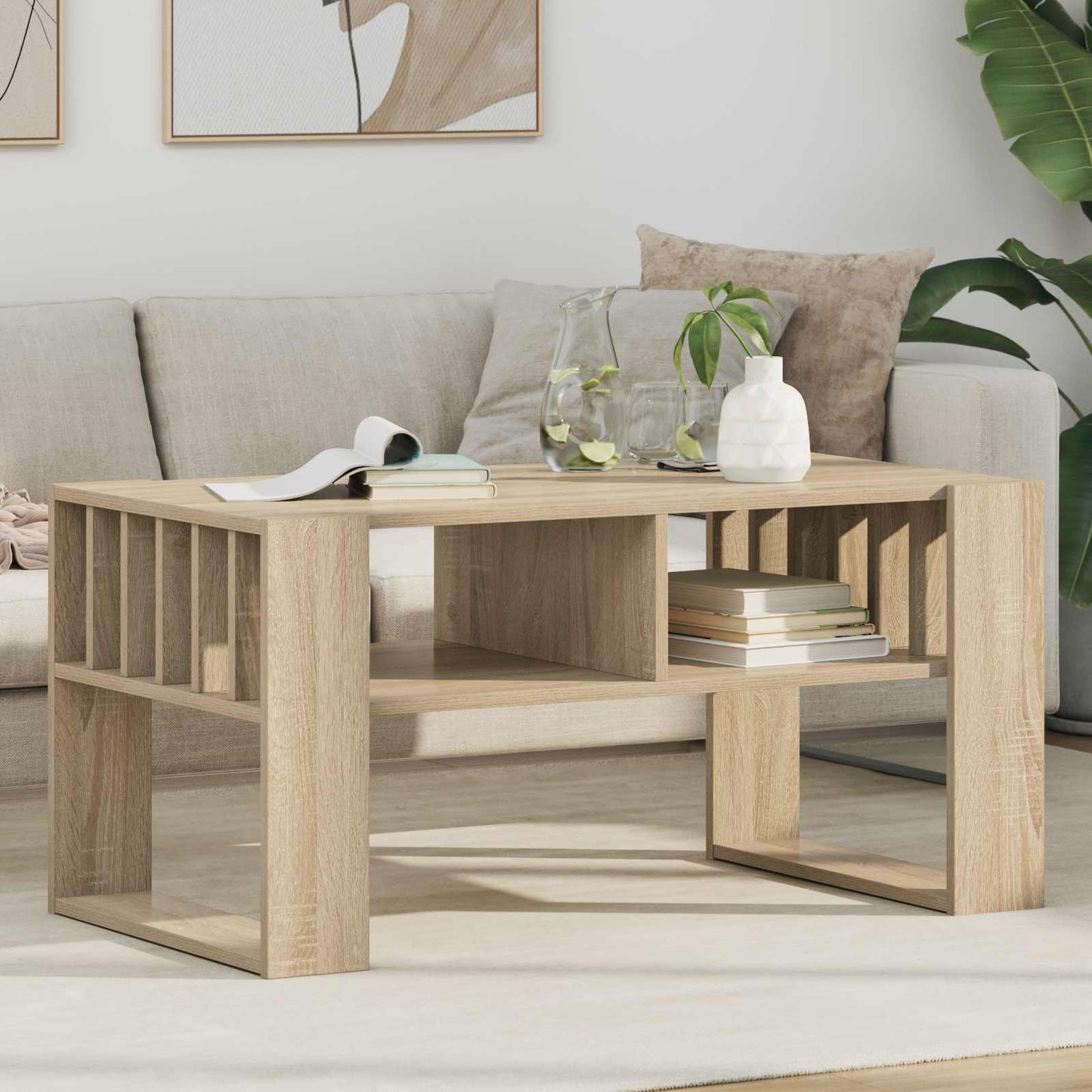 vidaXL Τραπεζάκι σαλονιού Δρύς Sonoma 92 x 49,5 x 45 εκ.