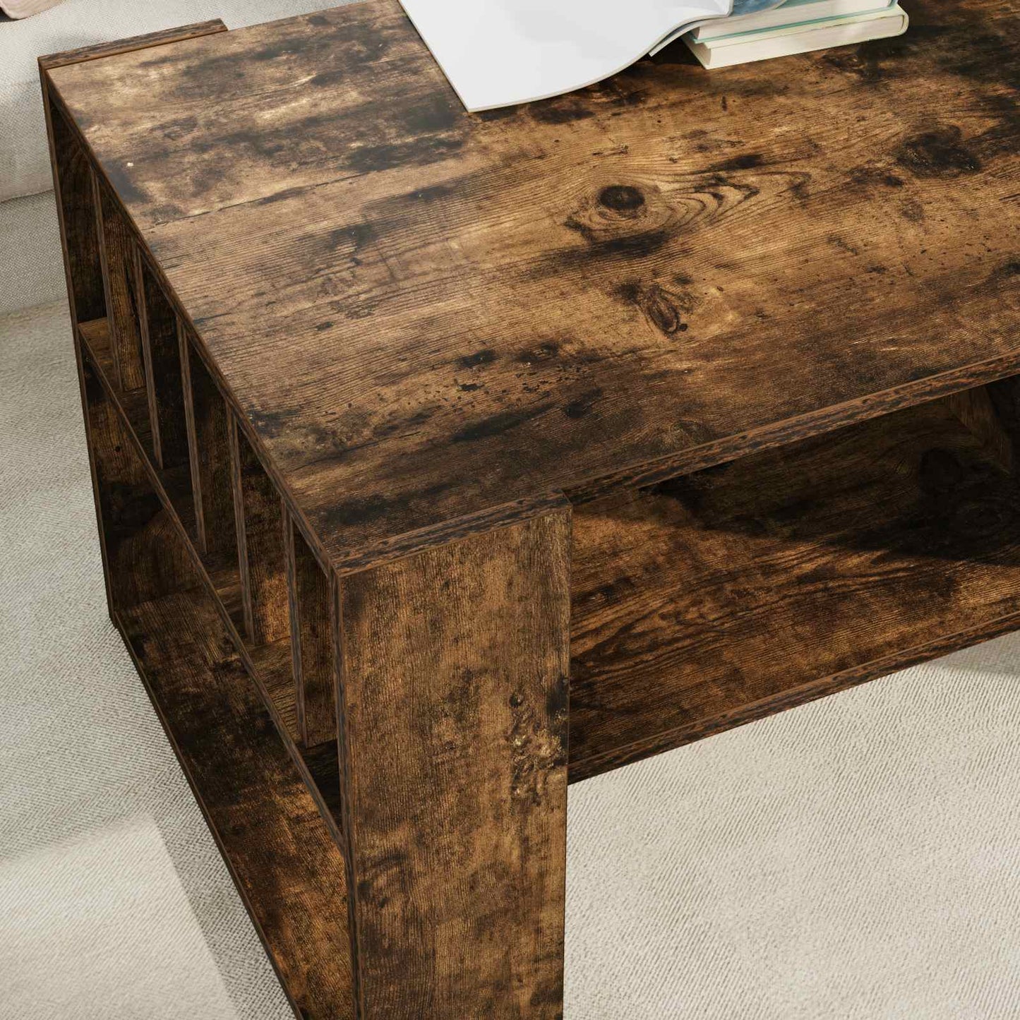 vidaXL Τραπεζάκι σαλονιού Καπνιστό Δρύς 92 x 49,5 x 45 εκ.