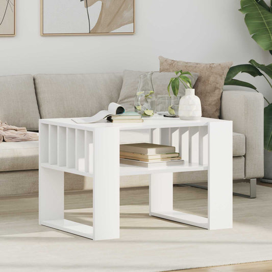 vidaXL Τραπεζάκι σαλονιού Λευκό 66 x 49,5 x 45 εκ. Επεξεργασμένο ξύλο