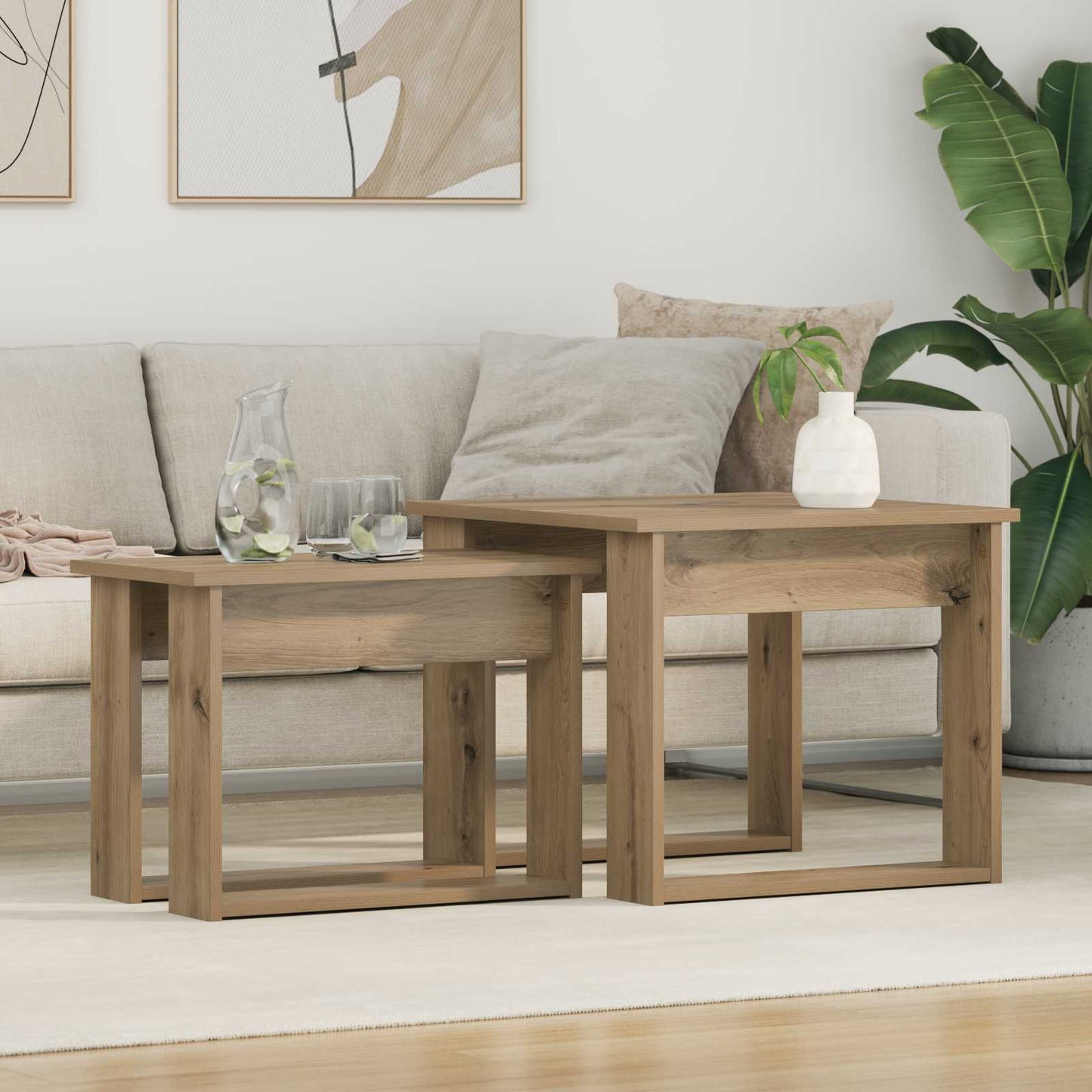 vidaXL Σετ Τραπεζιού Για Καφέ 2 τμχ. Artisan Oak 50 x 52 x 42 εκ