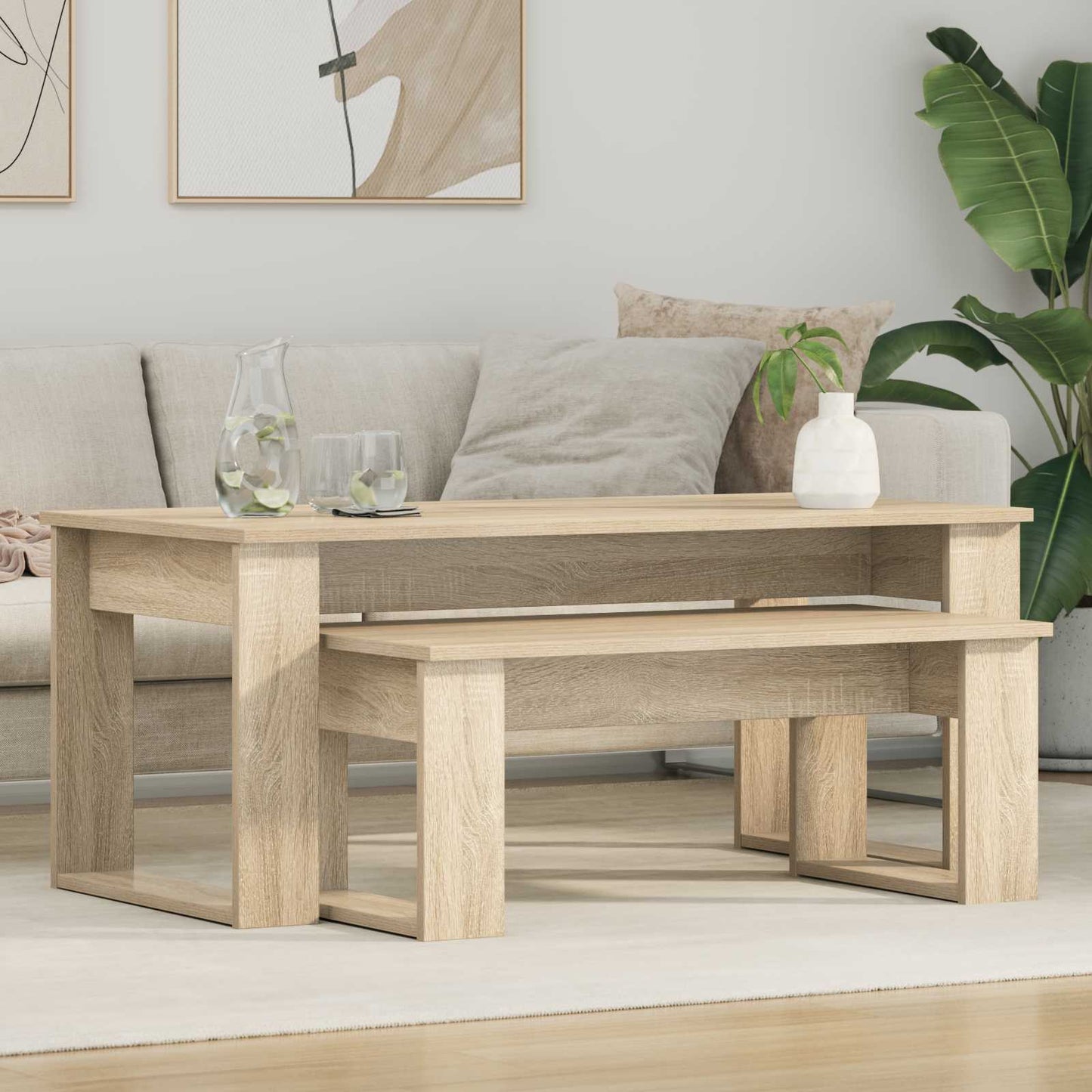 vidaXL Σετ Τραπεζιού Για Καφέ 2 pcs Δρύς Sonoma Επεξεργασμένο ξύλο