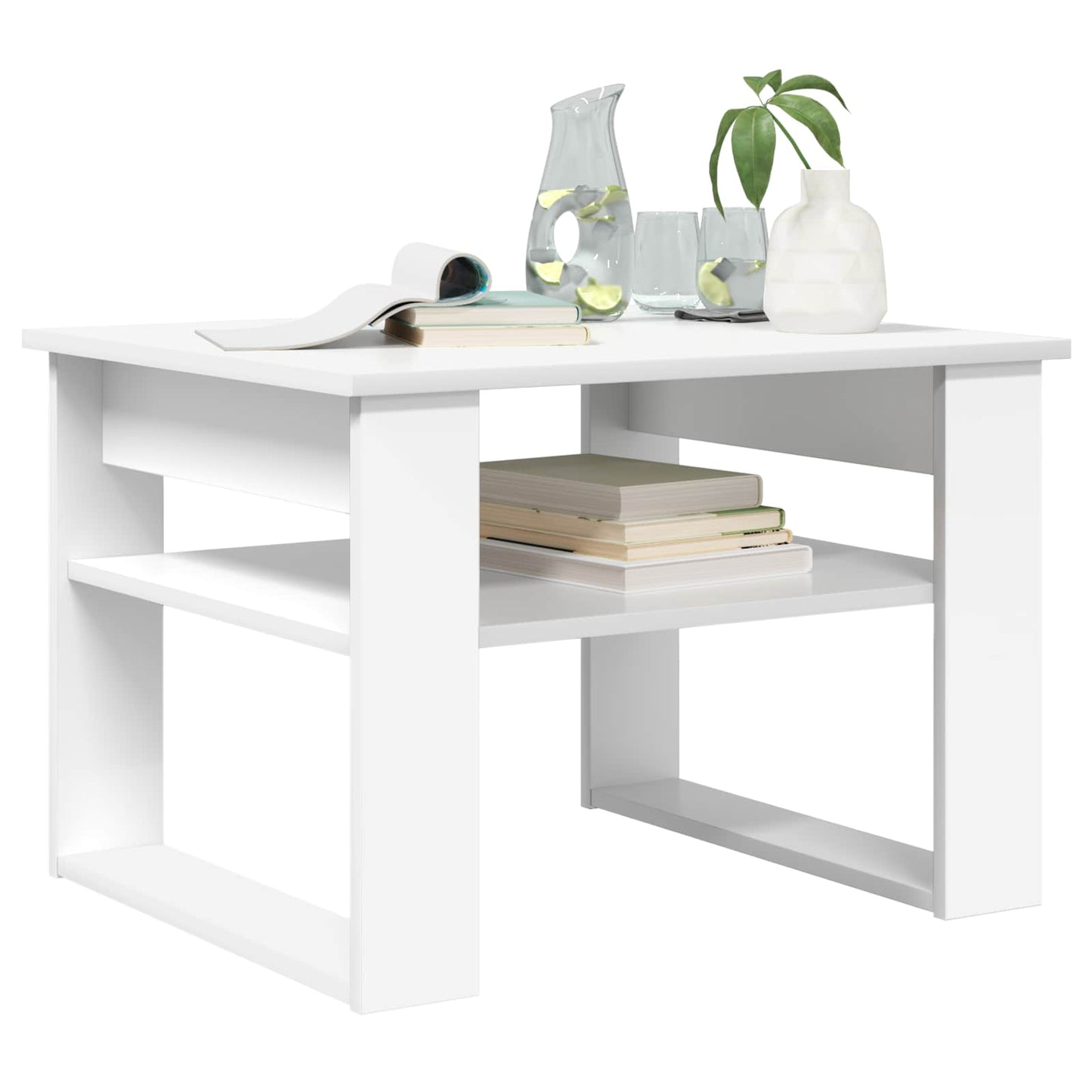 vidaXL Τραπεζάκι σαλονιού Λευκό 64 x 54 x 44 εκ Επεξεργασμένο ξύλο