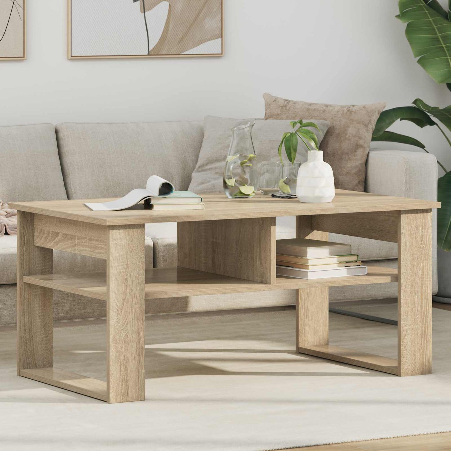 vidaXL Τραπεζάκι σαλονιού με αποθήκευση Δρύς Sonoma 96 x 54 x 44 εκ