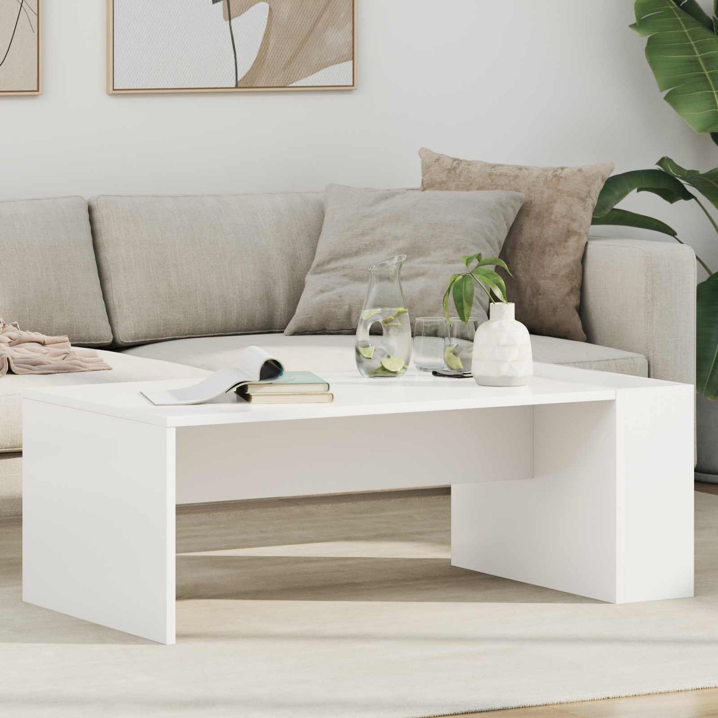 vidaXL Τραπεζάκι σαλονιού Λευκό 95 x 50 x 34 εκ Επεξεργασμένο ξύλο