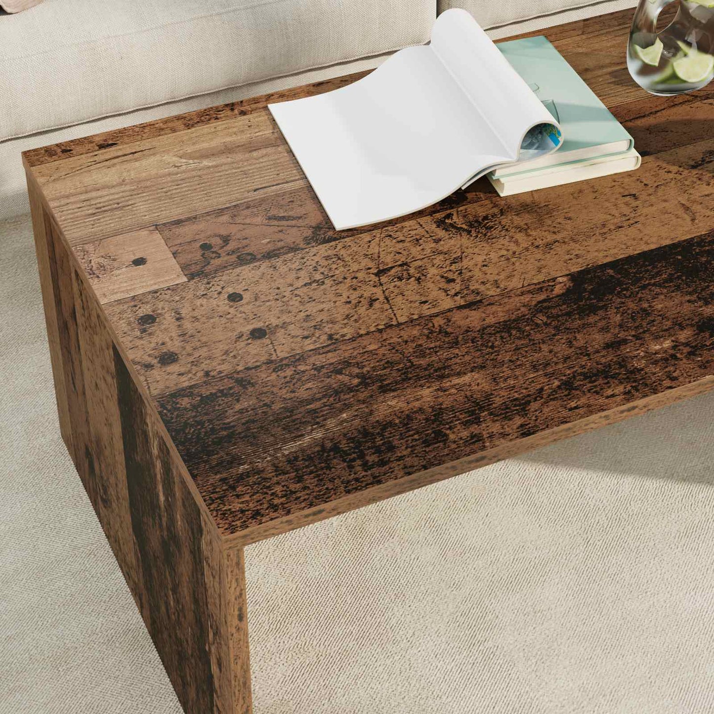 vidaXL Τραπεζάκι σαλονιού Παλιό ξύλο 95 x 50 x 34 εκ