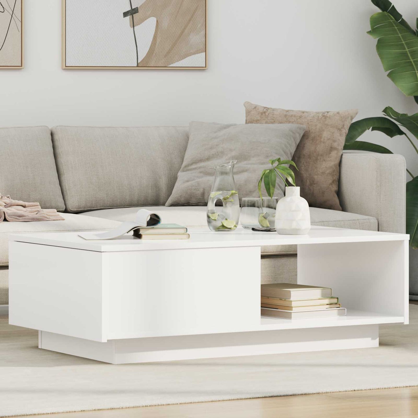 vidaXL Τραπεζάκι σαλονιού Λευκό 95 x 55 x 31 εκ Επεξεργασμένο ξύλο