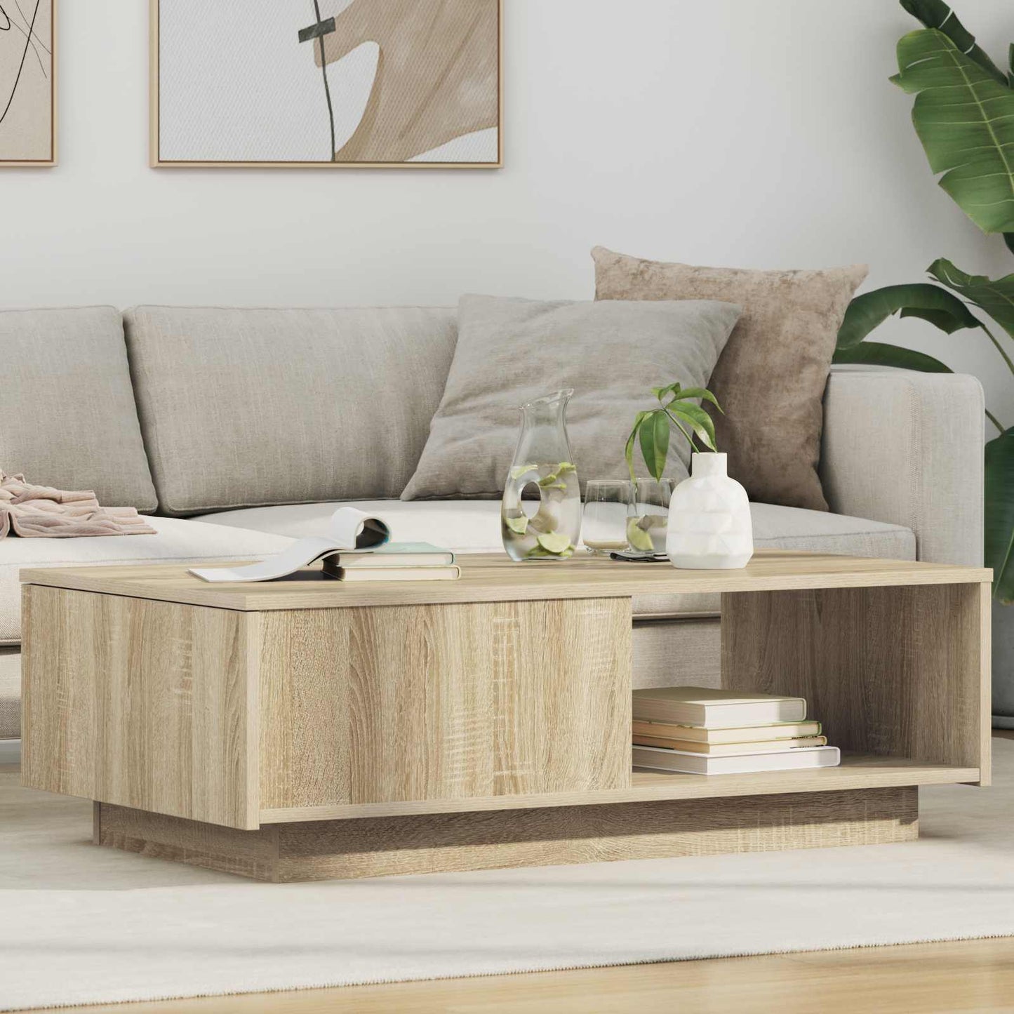 vidaXL Τραπεζάκι σαλονιού με συρτάρι Δρύς Sonoma 95 x 55 x 31 εκ