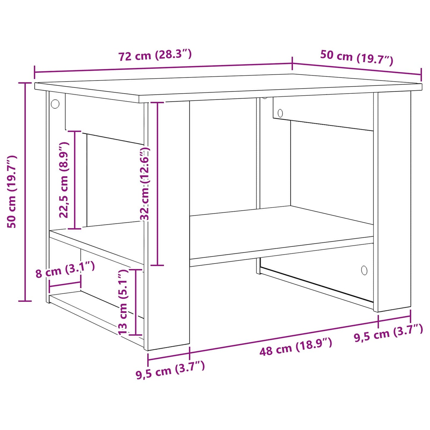 vidaXL Τραπεζάκι σαλονιού Artisan Oak 72 x 50 x 50 εκ.
