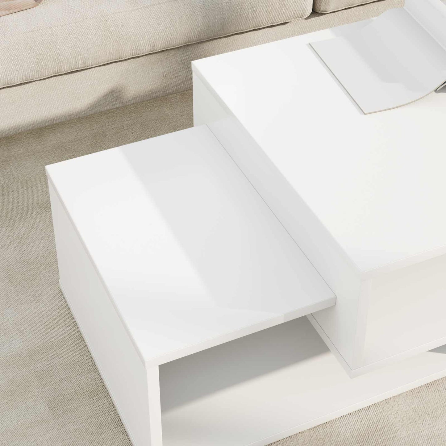 vidaXL Τραπεζάκι σαλονιού Λευκό 105 x 50 x 32,5 εκ Επεξεργασμένο ξύλο