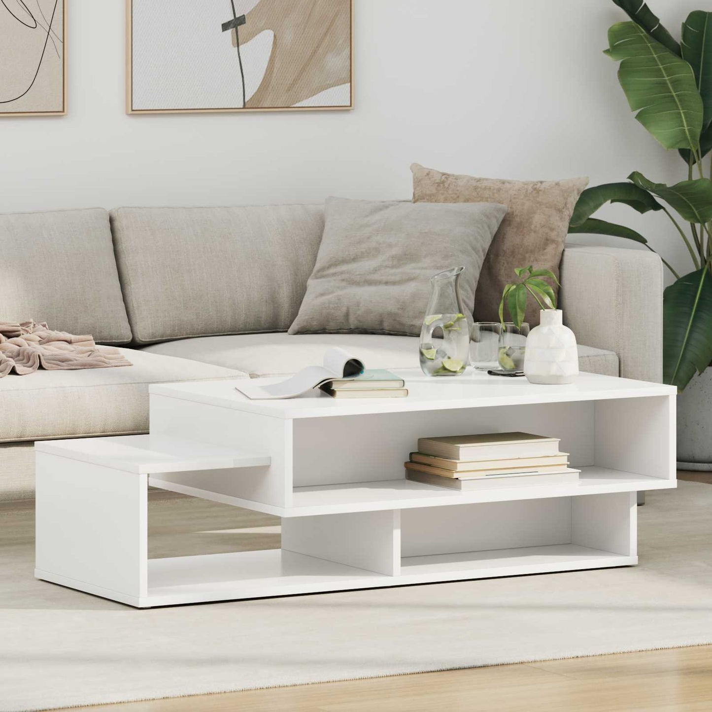 vidaXL Τραπεζάκι σαλονιού Λευκό 105 x 50 x 32,5 εκ Επεξεργασμένο ξύλο