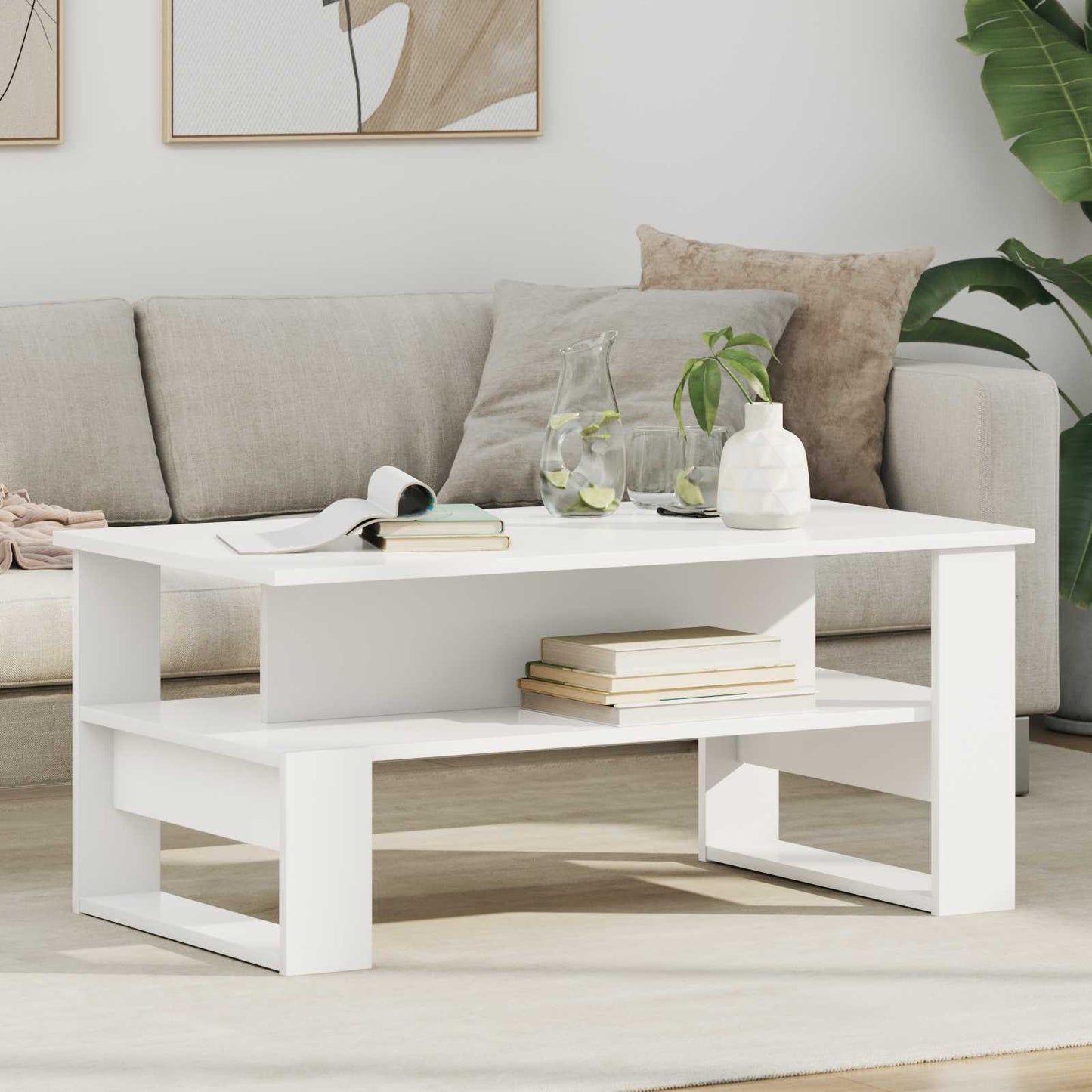 vidaXL Τραπεζάκι σαλονιού Λευκό 90 x 50 x 40 cm Επεξεργασμένο ξύλο