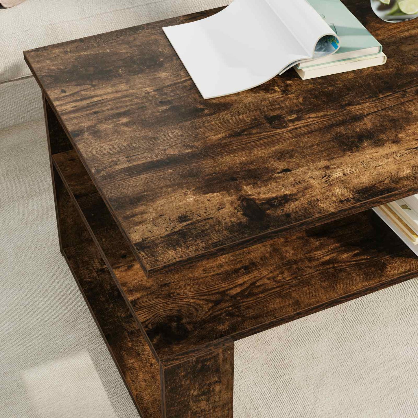 vidaXL Τραπεζάκι σαλονιού Καπνιστό Δρύς 90 x 50 x 40 cm