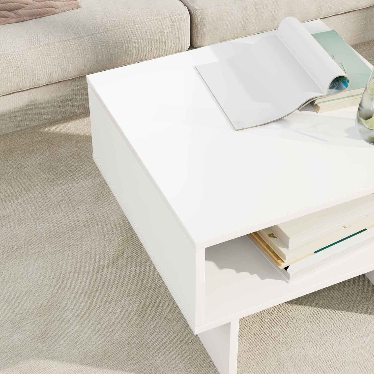 vidaXL Τραπεζάκι σαλονιού Λευκό 48 x 46 x 35 εκ. Επεξεργασμένο ξύλο