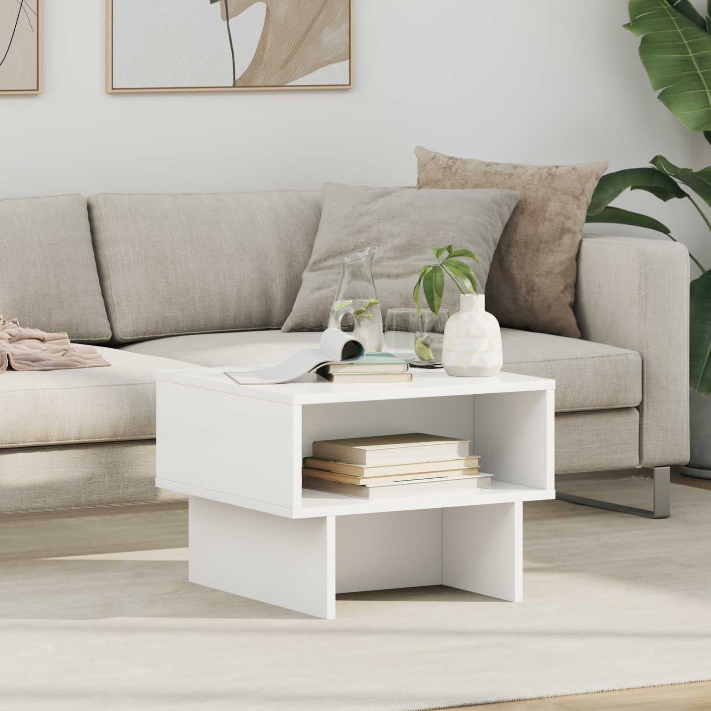 vidaXL Τραπεζάκι σαλονιού Λευκό 48 x 46 x 35 εκ. Επεξεργασμένο ξύλο