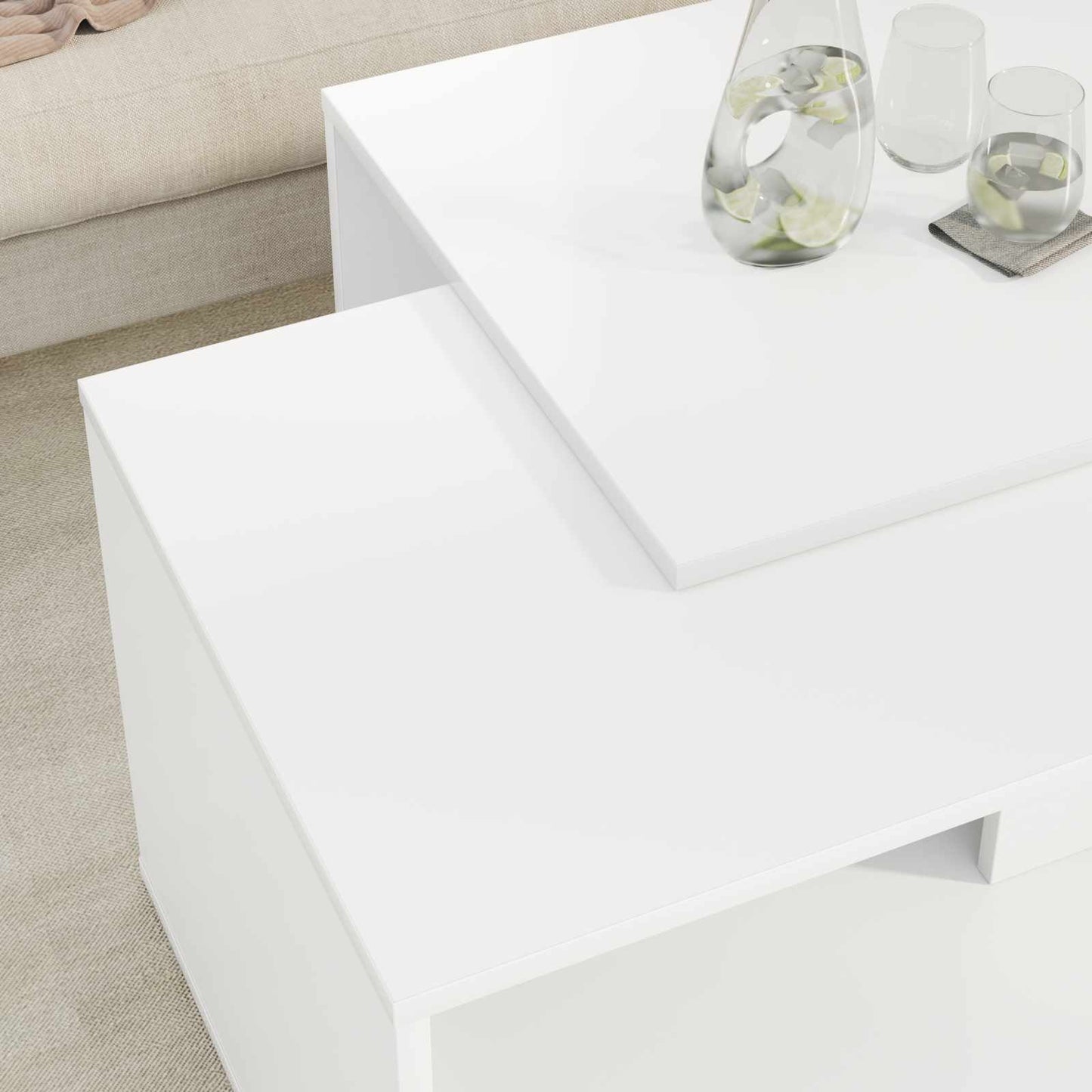 vidaXL Σετ Τραπεζιού Για Καφέ 2 pcs Λευκό Επεξεργασμένο ξύλο
