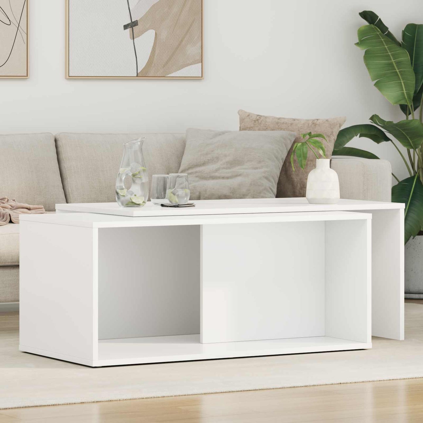 vidaXL Σετ Τραπεζιού Για Καφέ 2 pcs Λευκό Επεξεργασμένο ξύλο