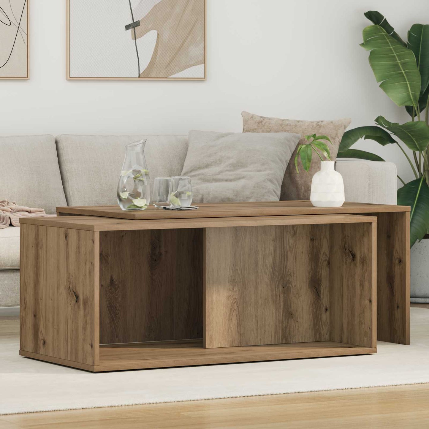 vidaXL Σετ Τραπεζιού Για Καφέ 2 pcs Artisan Oak Επεξεργασμένο ξύλο