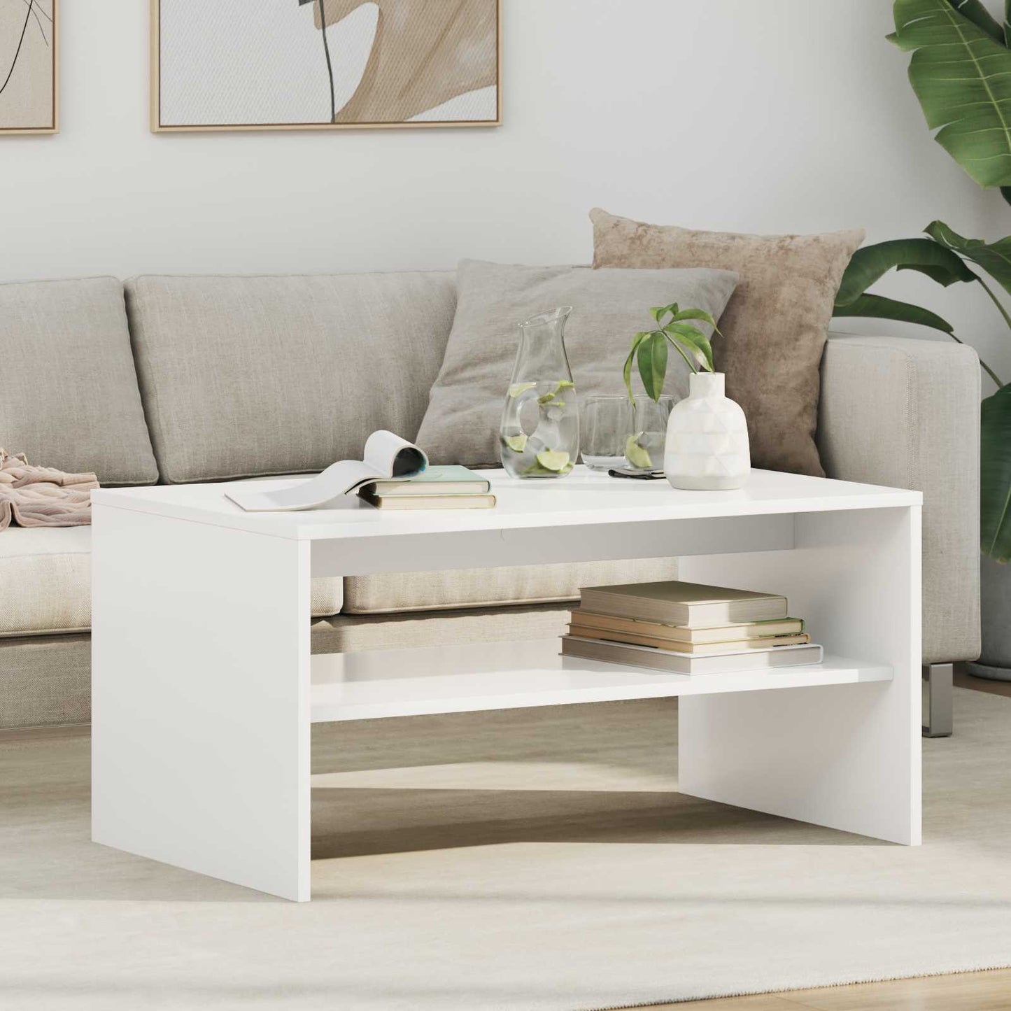 vidaXL Τραπεζάκι σαλονιού Λευκό 80 x 50 x 40 cm Επεξεργασμένο ξύλο