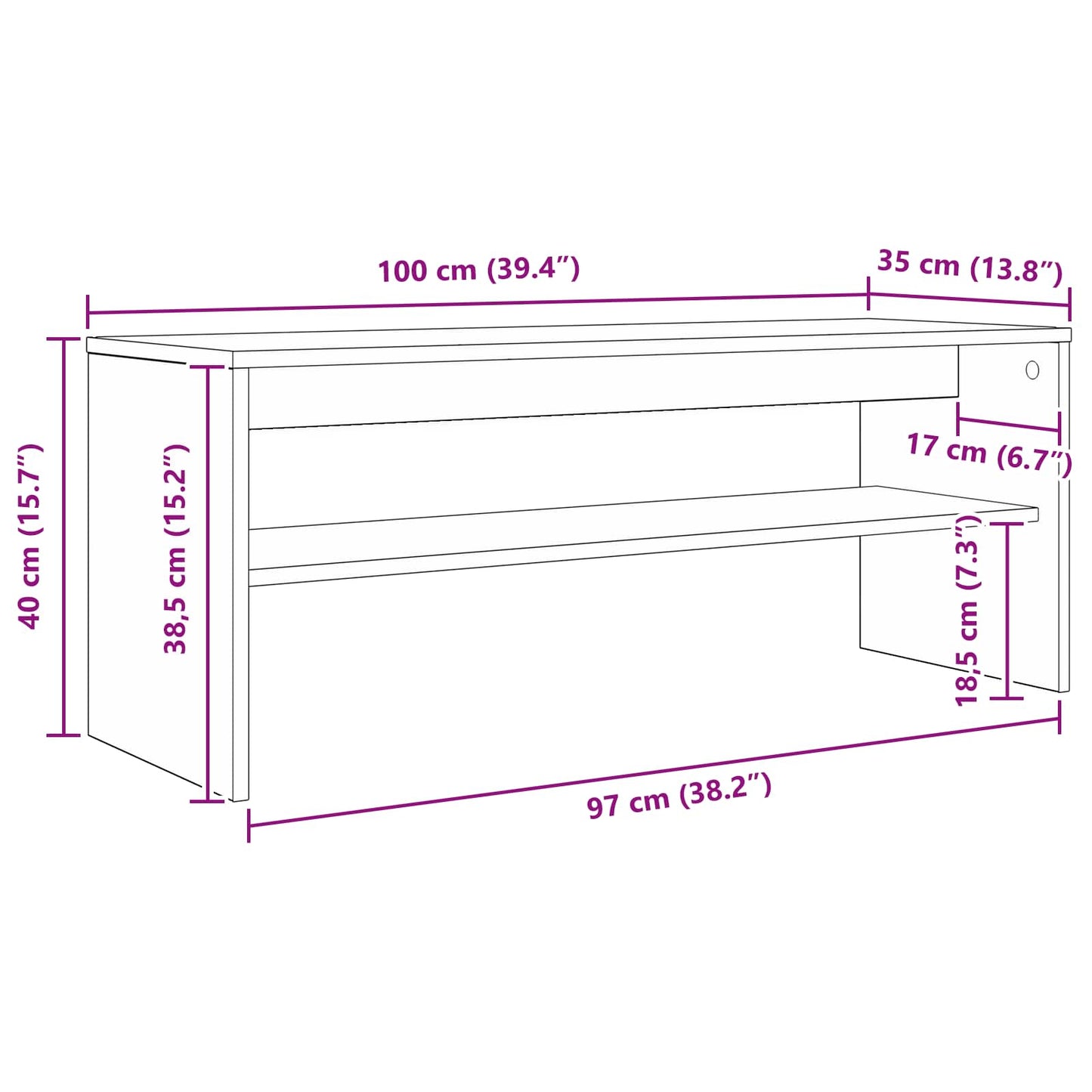 vidaXL Ντουλάπι TV 100 x 35 x 40 εκ Λευκό Επεξεργασμένο Ξύλο