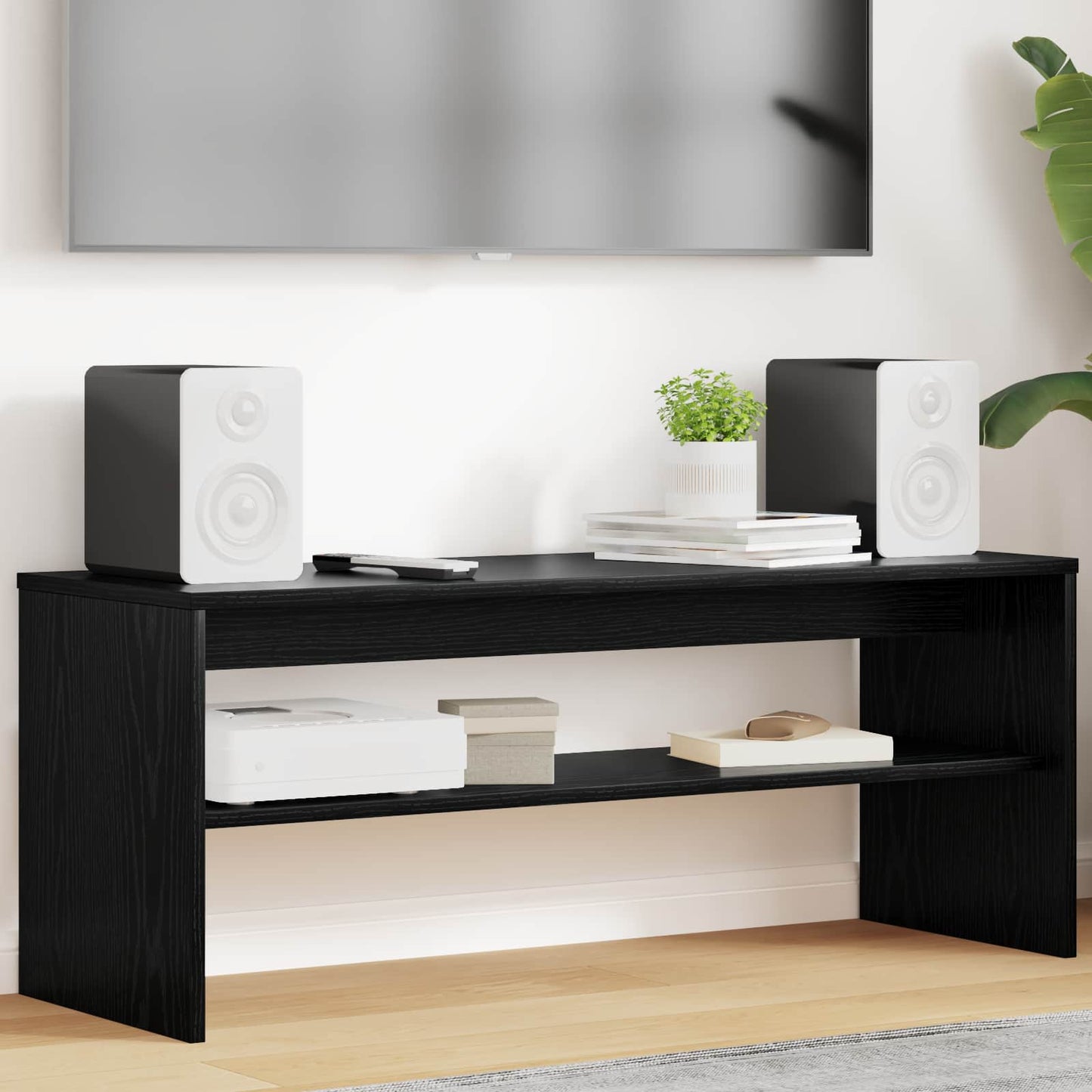 vidaXL Ντουλάπι TV 100 x 35 x 40 εκ Μαύρη Οξυά Επεξεργασμένο Ξύλο