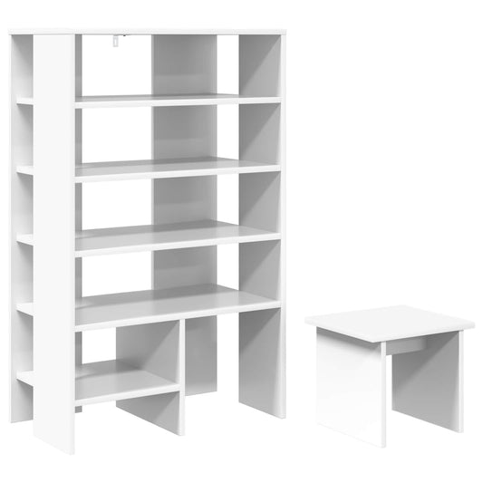 vidaXL Ντουλάπα Παπουτσιών με ράφι 2 pcs Λευκό Επεξεργασμένο ξύλο